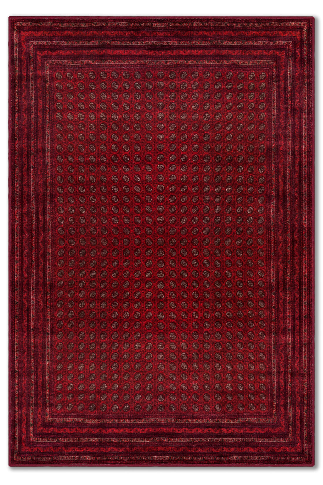 yıkanabilir kaymaz taban şönil dokuma halı 80x150 kirmizi; siyah