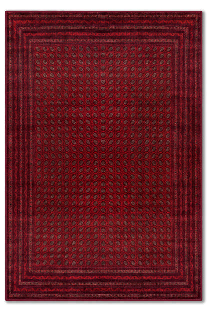 yıkanabilir kaymaz taban şönil dokuma halı 80x150 kirmizi; siyah