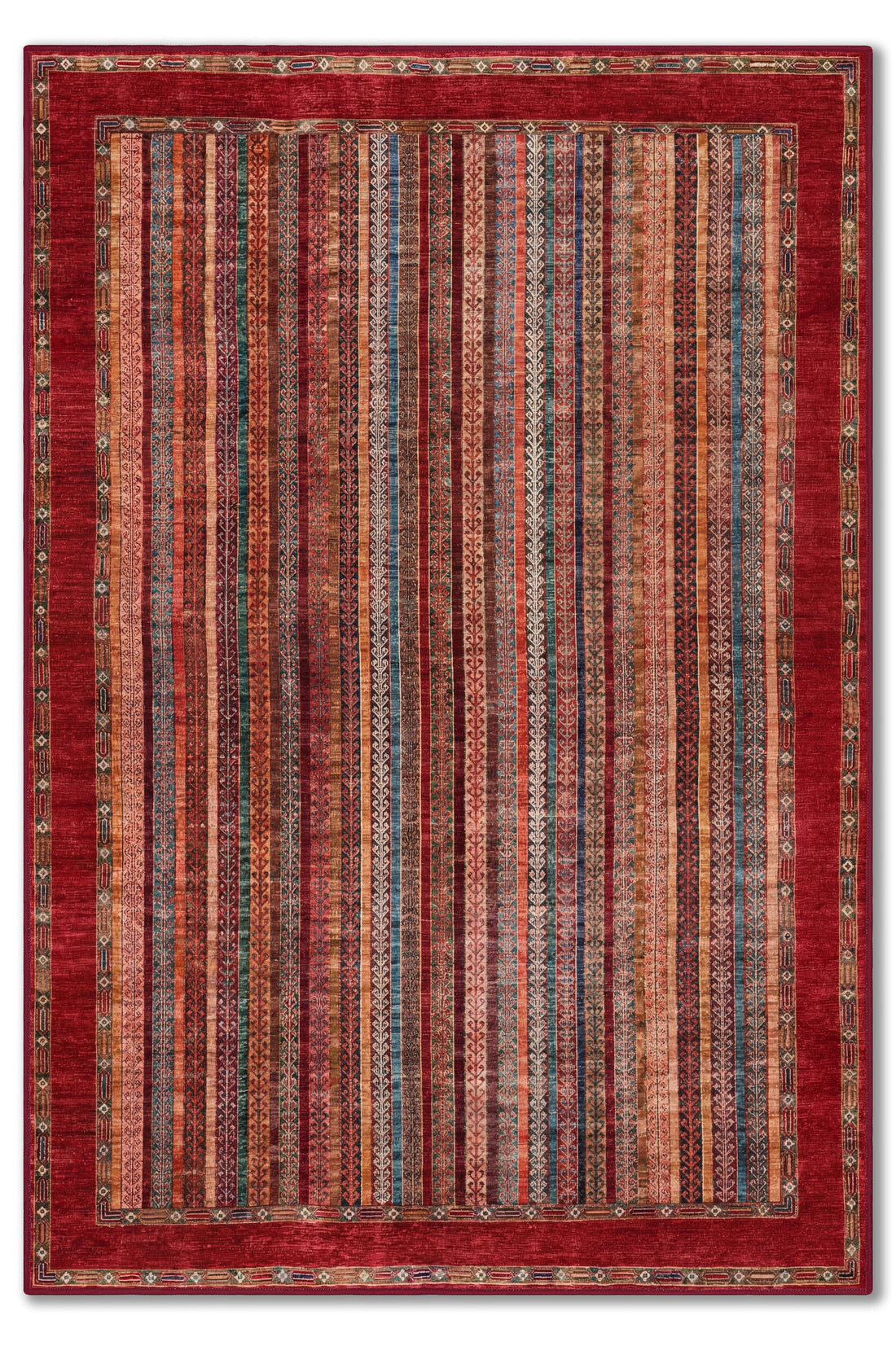 yıkanabilir kaymaz taban şönil dokuma halı 80x150 kirmizi; renkli