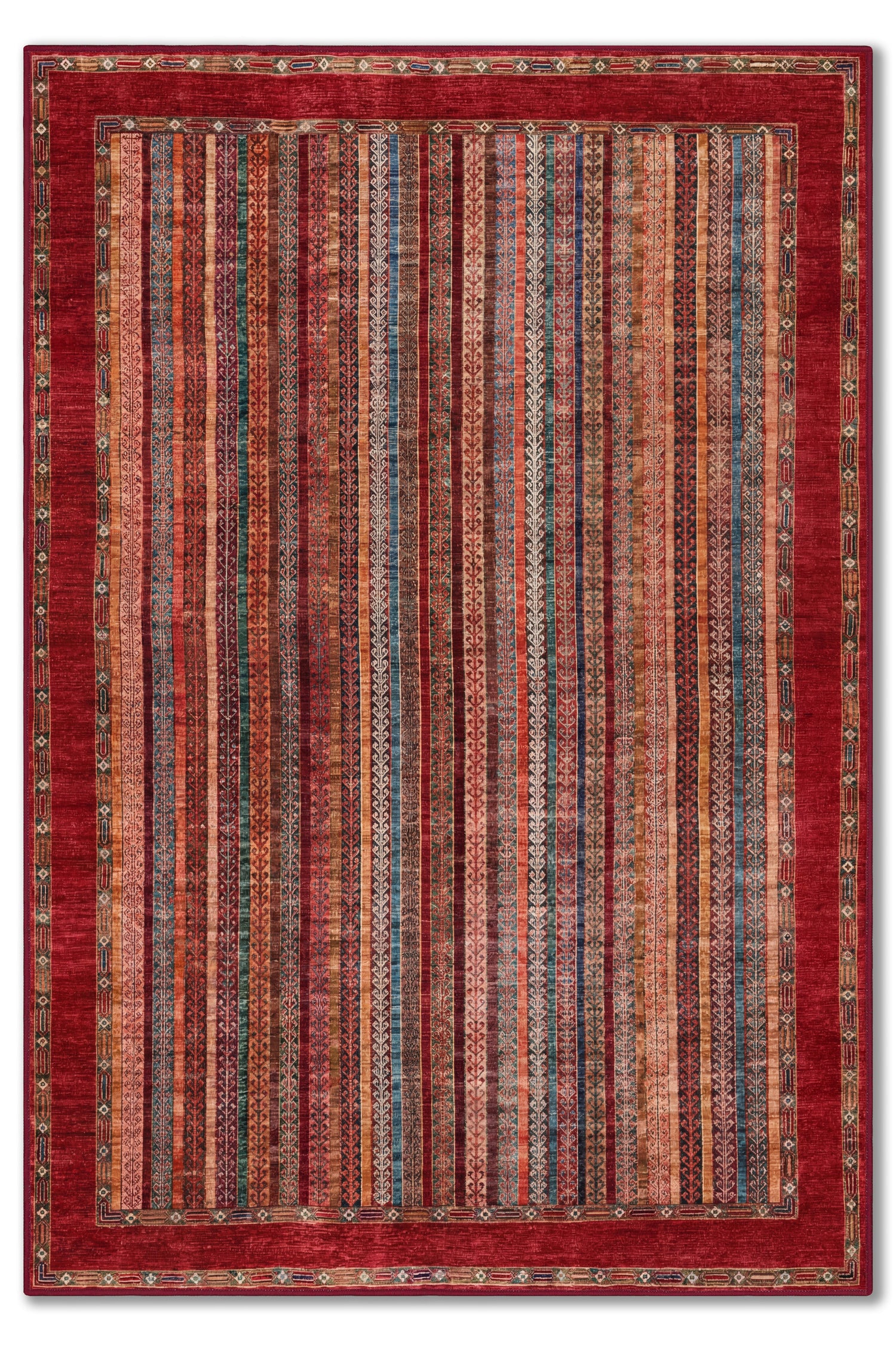 yıkanabilir kaymaz taban şönil dokuma halı 80x150 kirmizi; renkli