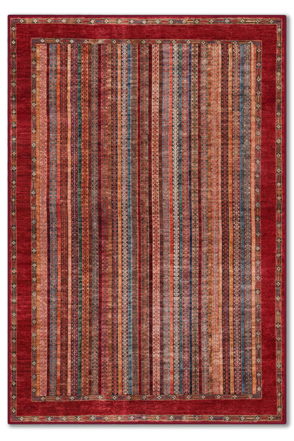 yıkanabilir kaymaz taban şönil dokuma halı 80x150 kirmizi; renkli