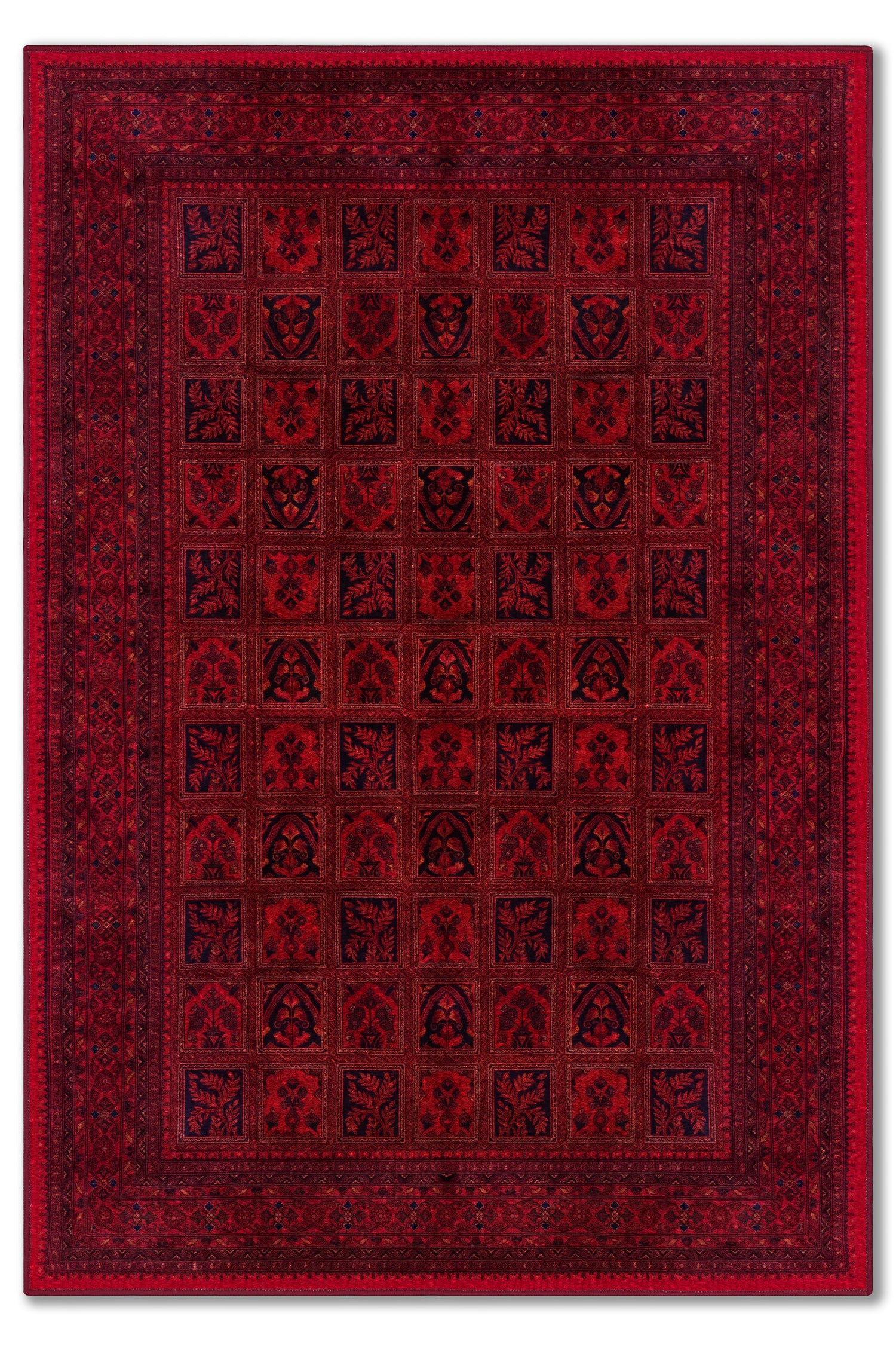 yıkanabilir kaymaz taban şönil dokuma halı 80x150 kirmizi; siyah