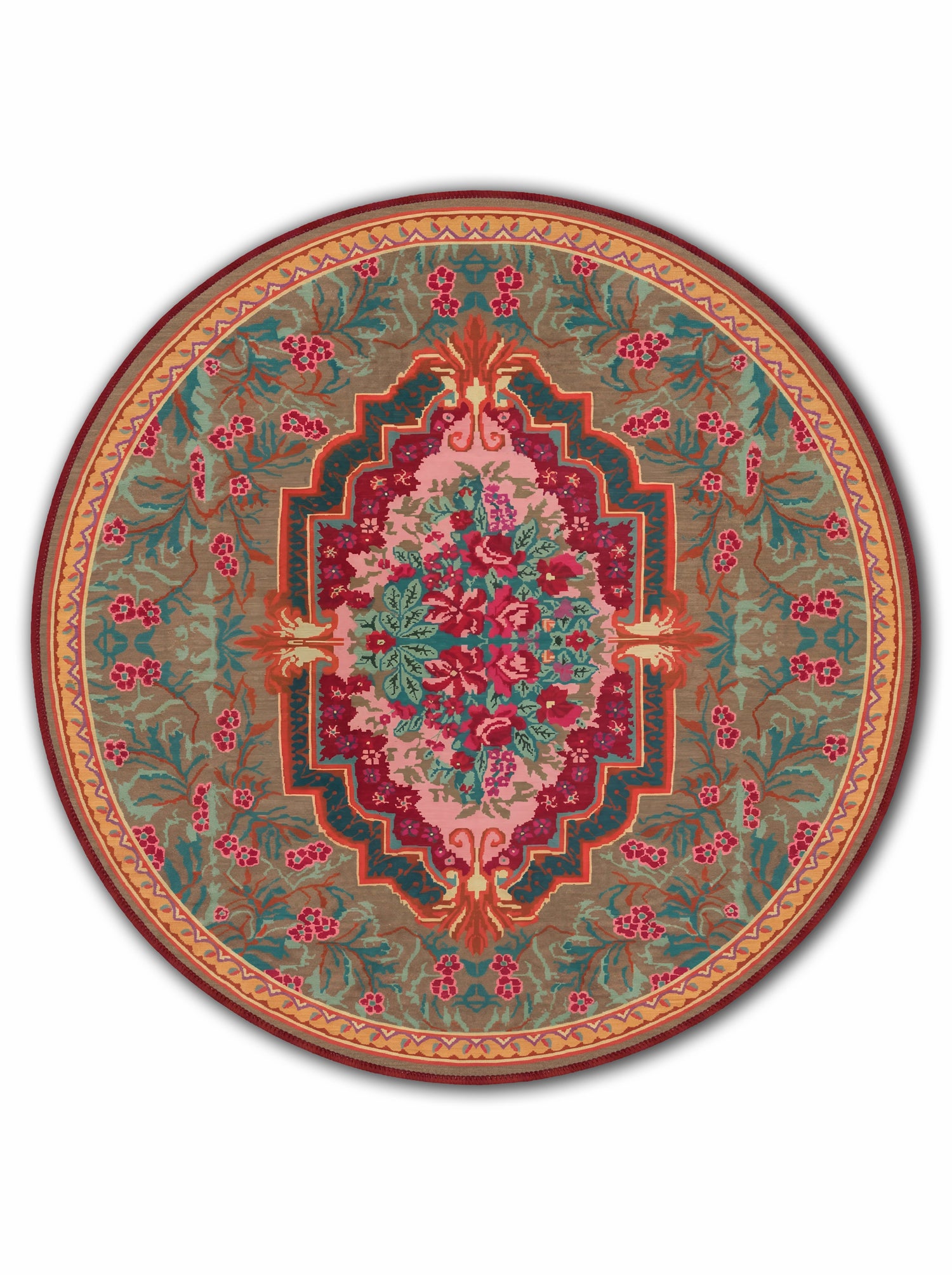 yıkanabilir kaymaz taban şönil dokuma halı 140x200 kahverengi; turuncu; renkli