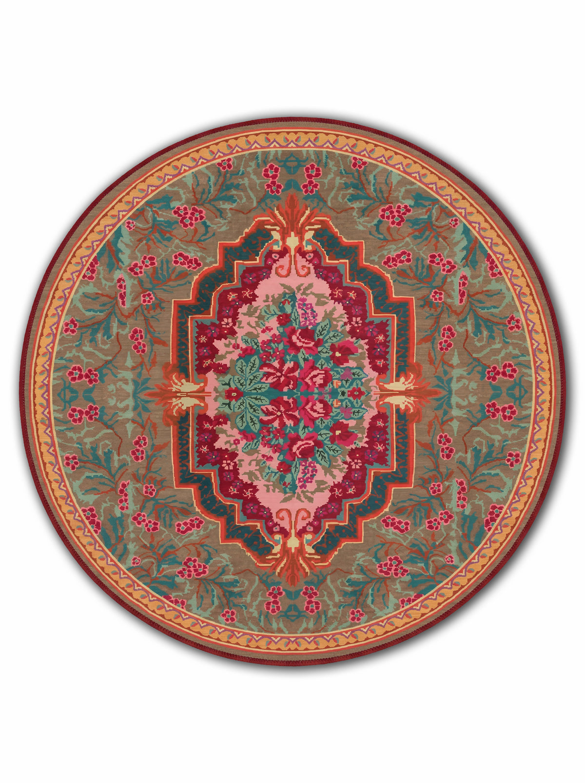 yıkanabilir kaymaz taban şönil dokuma halı 140x200 kahverengi; turuncu; renkli