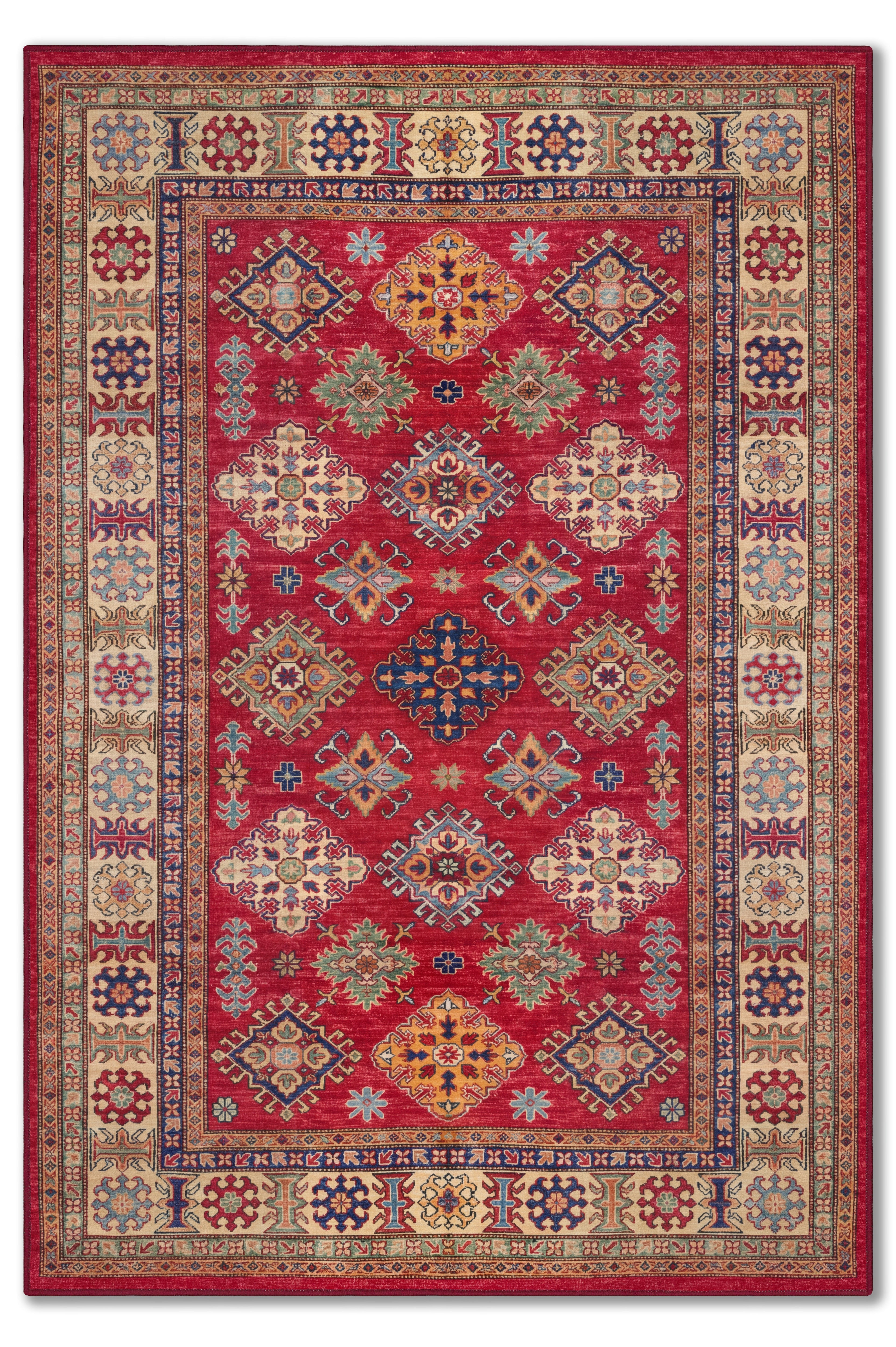 yıkanabilir kaymaz taban şönil dokuma halı 80x150 kirmizi; renkli