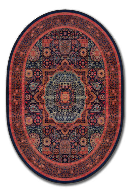 yıkanabilir kaymaz taban şönil dokuma halı 100x300 turuncu; yesil; renkli
