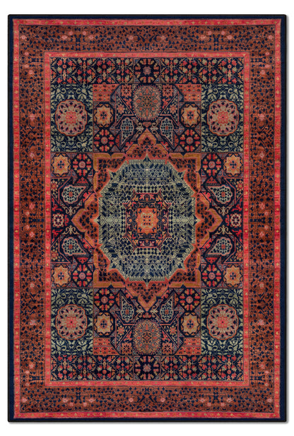 yıkanabilir kaymaz taban şönil dokuma halı 80x150 turuncu; yesil; renkli