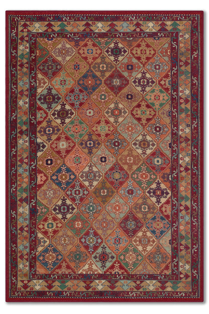 yıkanabilir kaymaz taban şönil dokuma halı 80x150 kirmizi; renkli