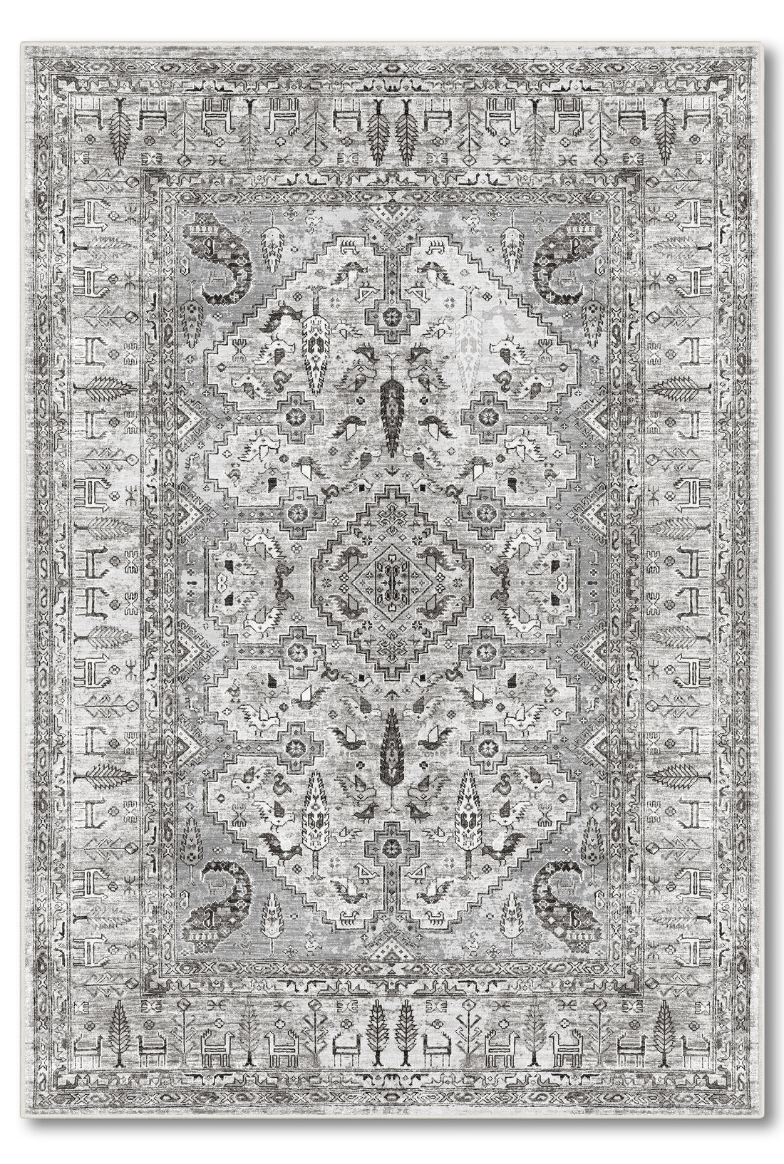 yıkanabilir kaymaz taban şönil dokuma halı 80x150 gri