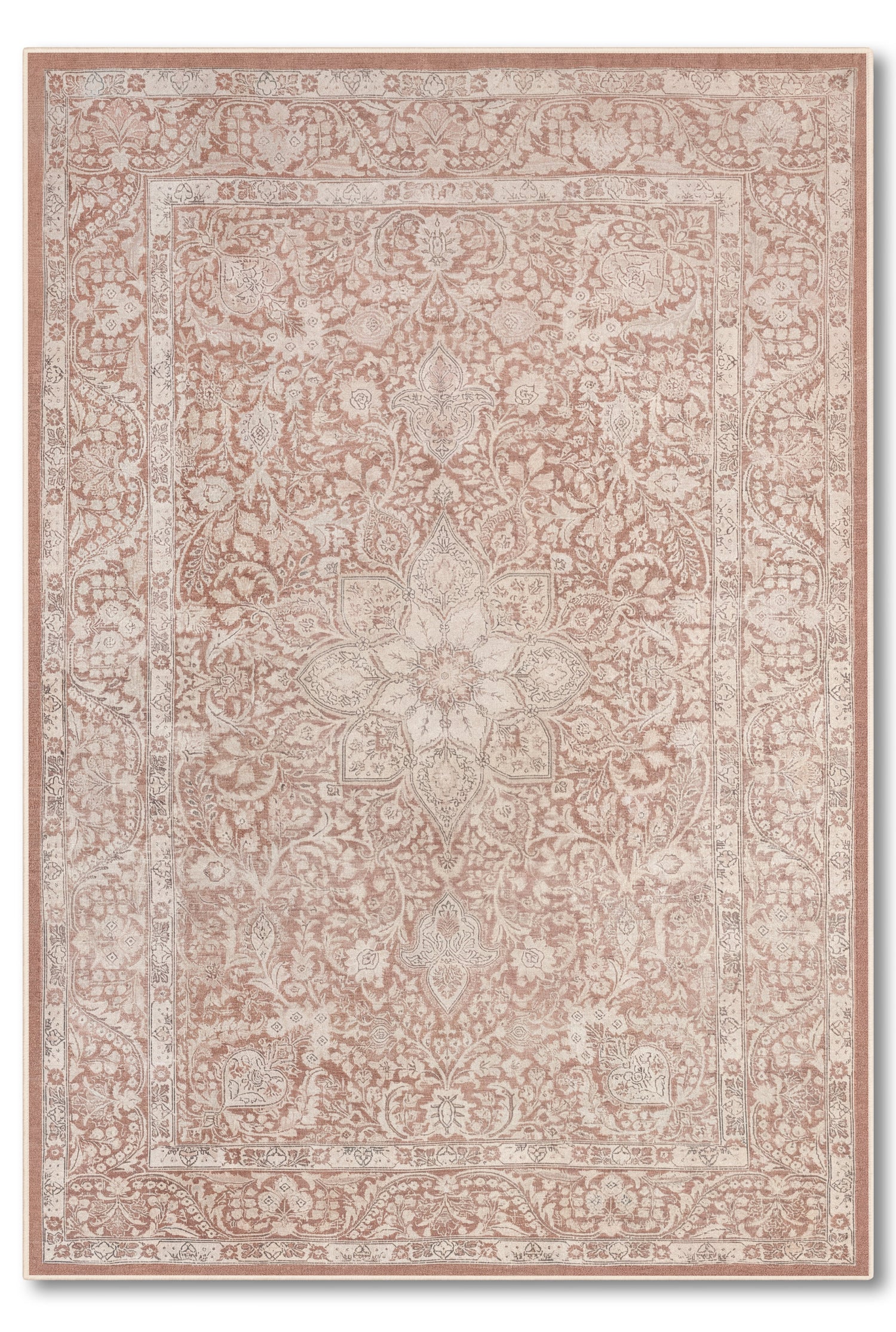 yıkanabilir kaymaz taban şönil dokuma halı 80x150 kahverengi; krem
