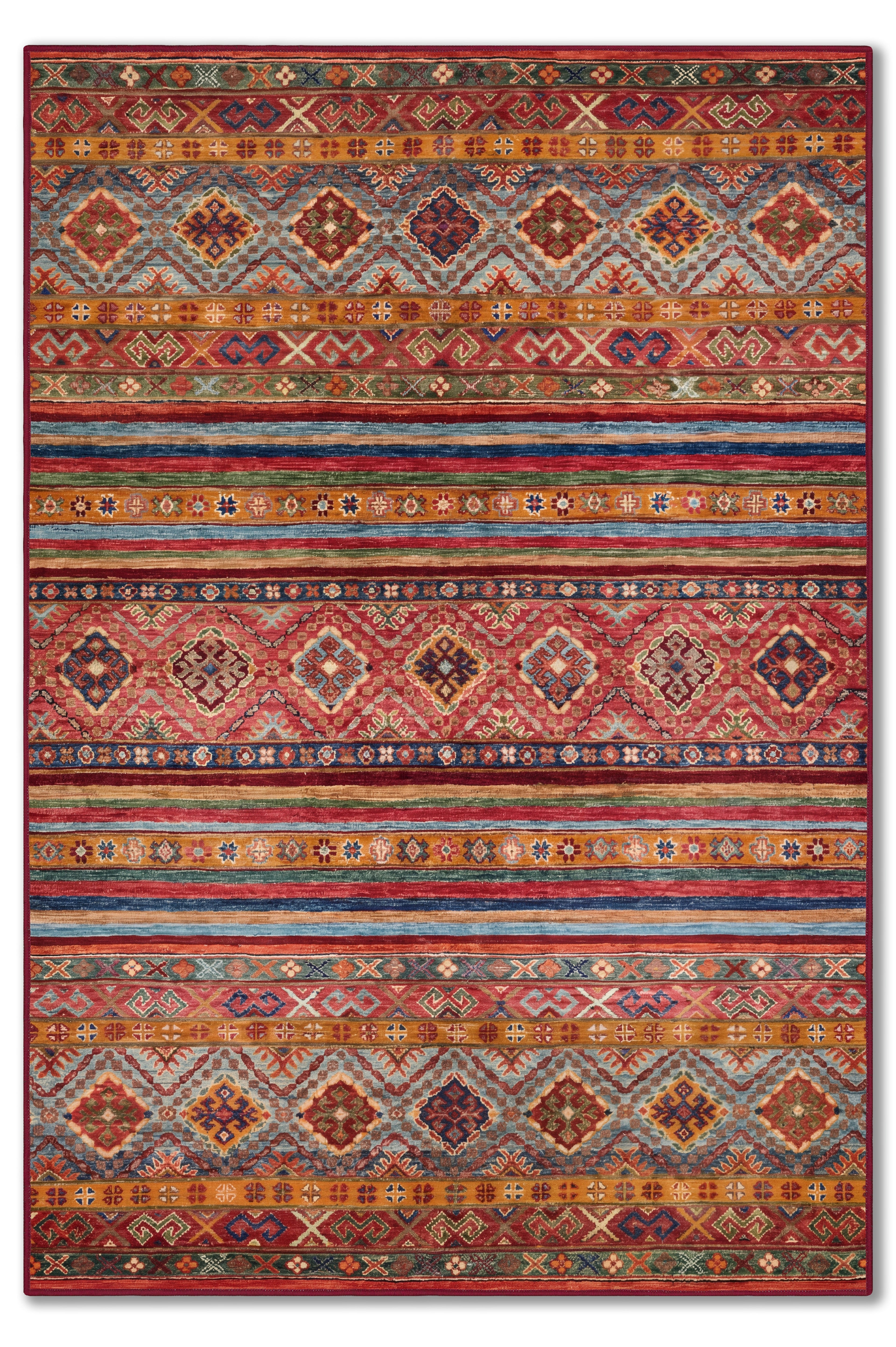 yıkanabilir kaymaz taban şönil dokuma halı 80x150 kirmizi; turuncu; renkli