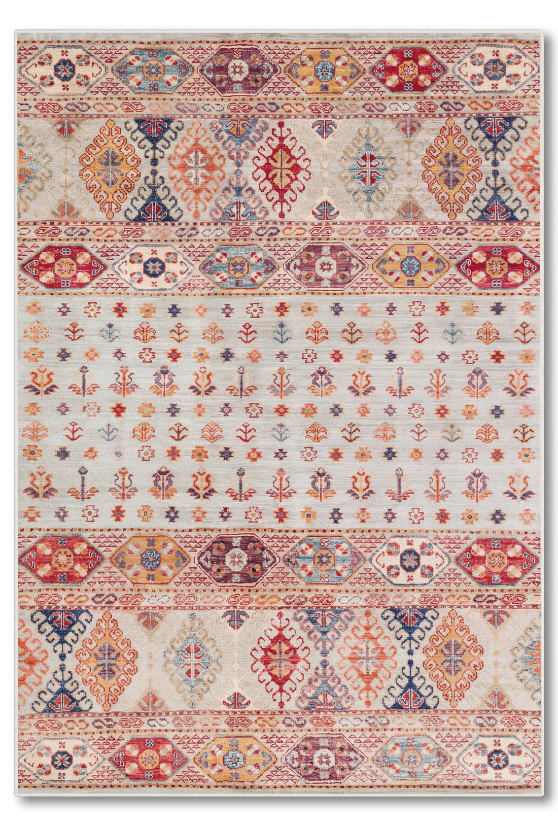 yıkanabilir kaymaz taban şönil dokuma halı 80x150 krem; renkli