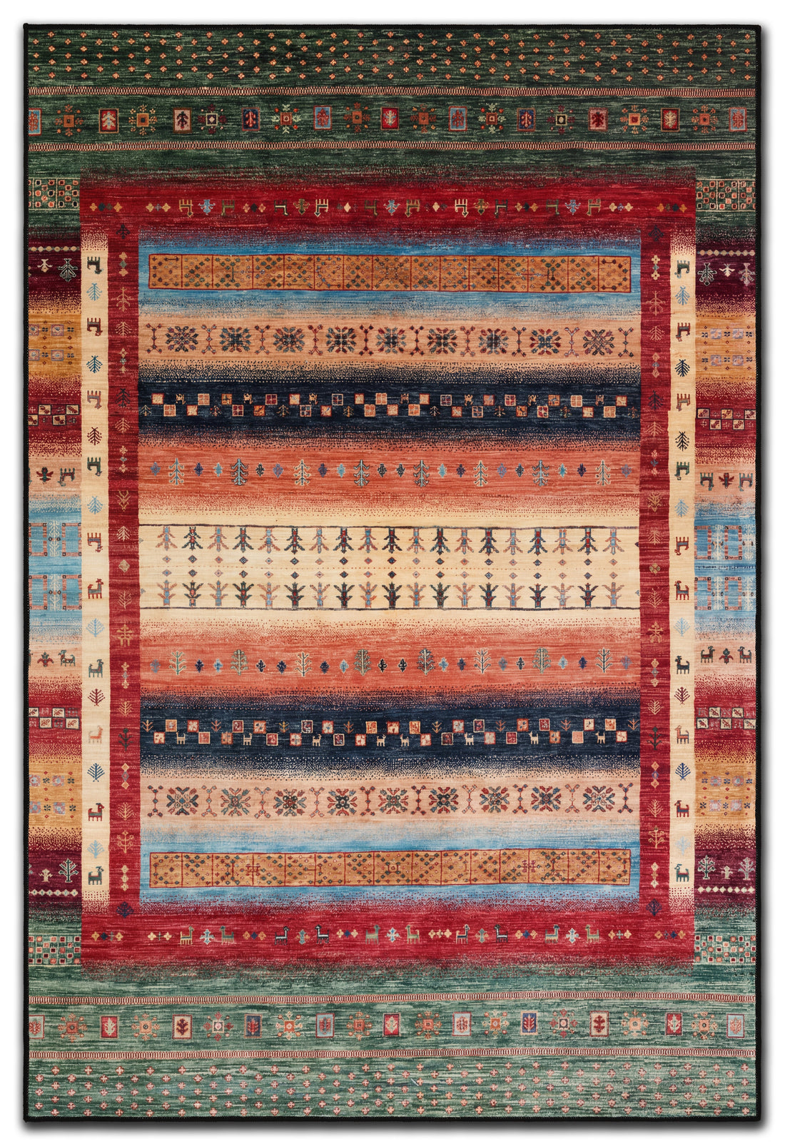yıkanabilir kaymaz taban şönil dokuma halı 80x150 yesil; kirmizi; renkli