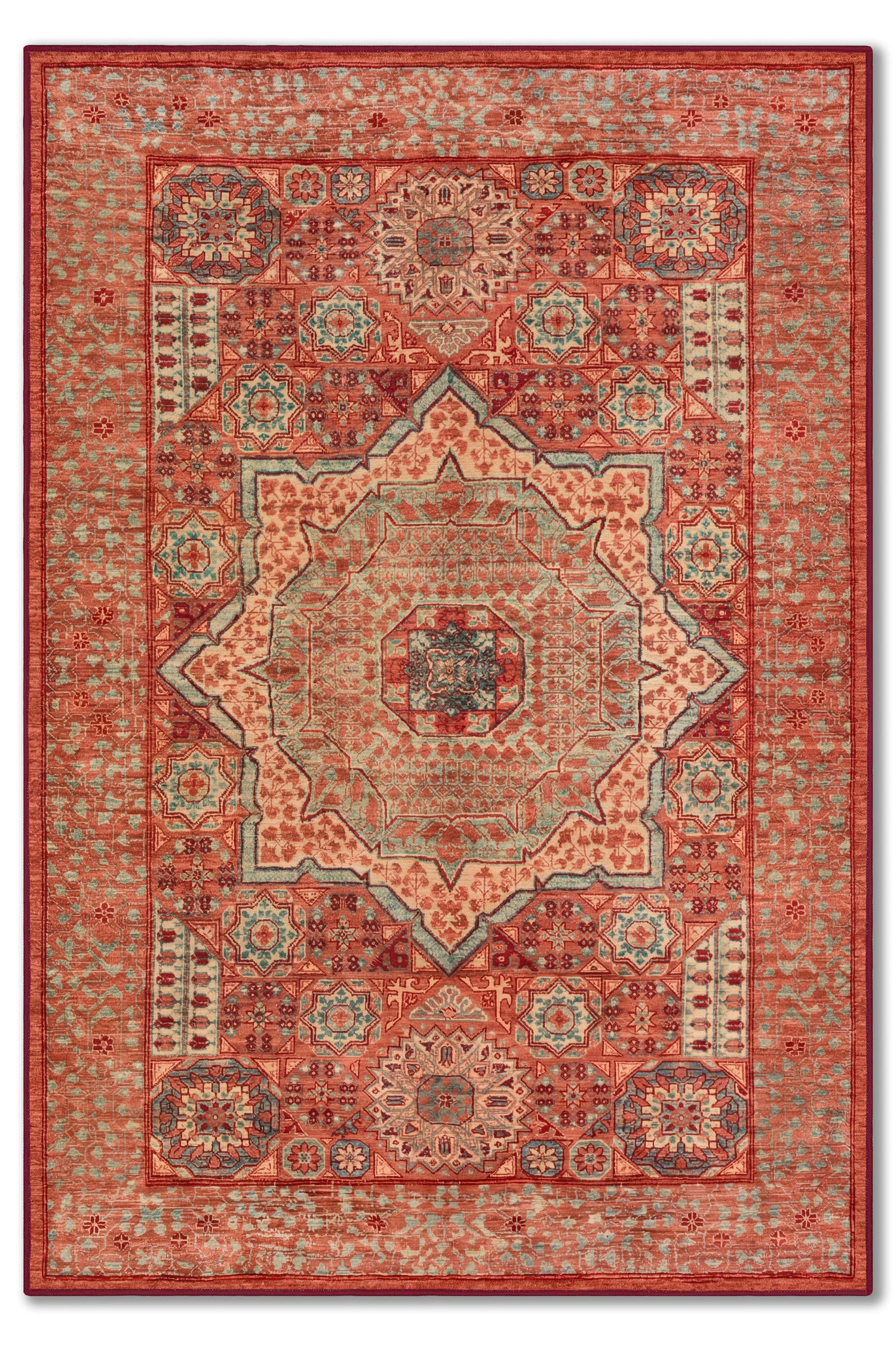 yıkanabilir kaymaz taban şönil dokuma halı 80x150 kirmizi; turuncu; renkli