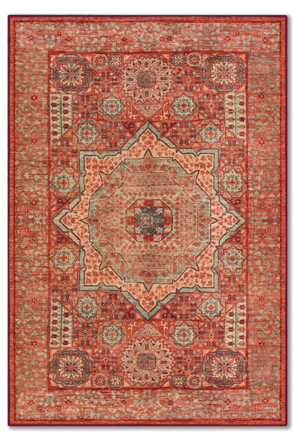 yıkanabilir kaymaz taban şönil dokuma halı 80x150 kirmizi; turuncu; renkli