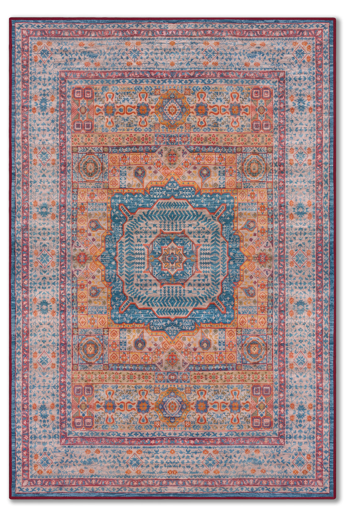 yıkanabilir kaymaz taban şönil dokuma halı 80x150 turuncu; mavi; renkli
