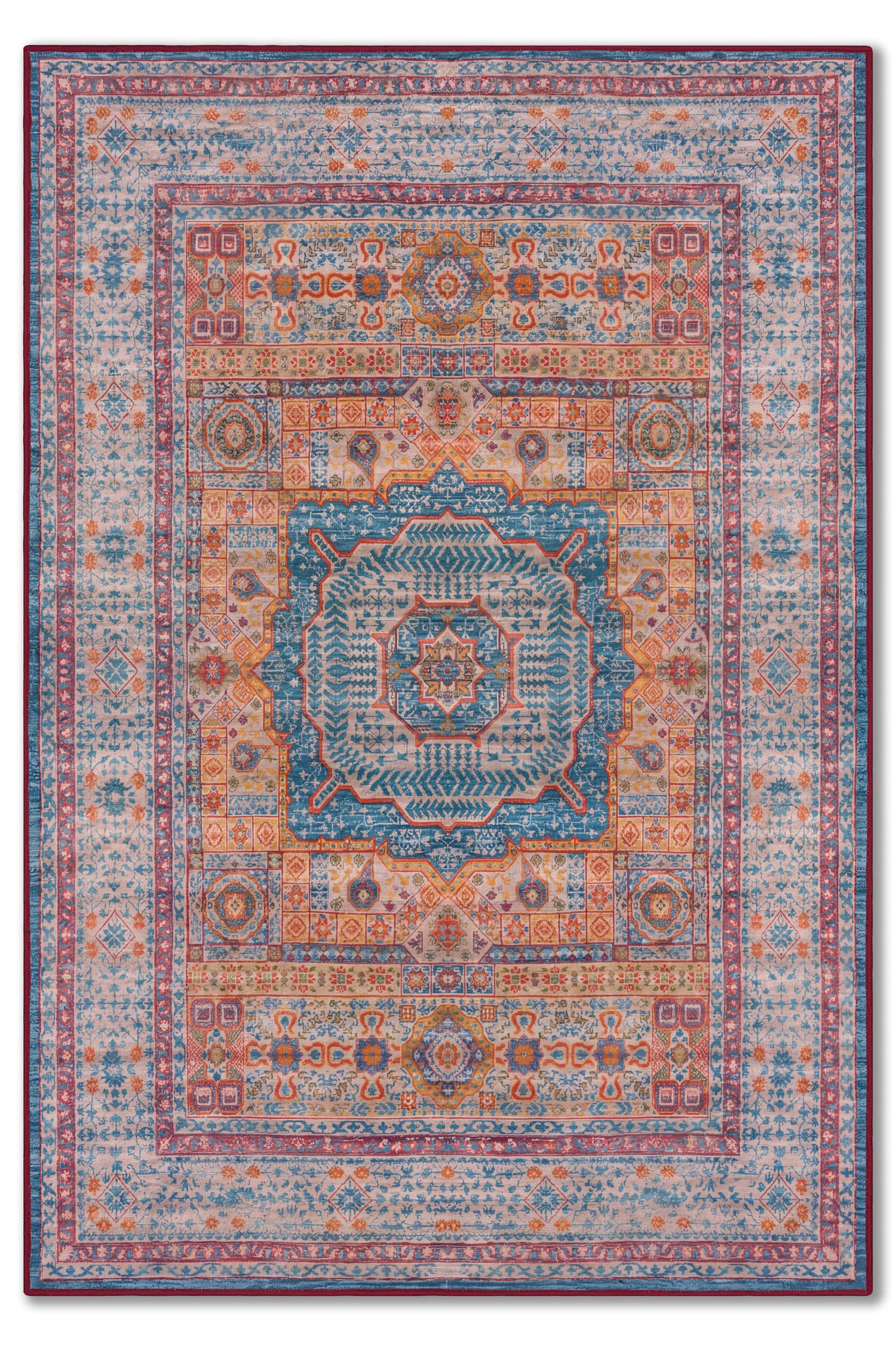 yıkanabilir kaymaz taban şönil dokuma halı 80x150 turuncu; mavi; renkli