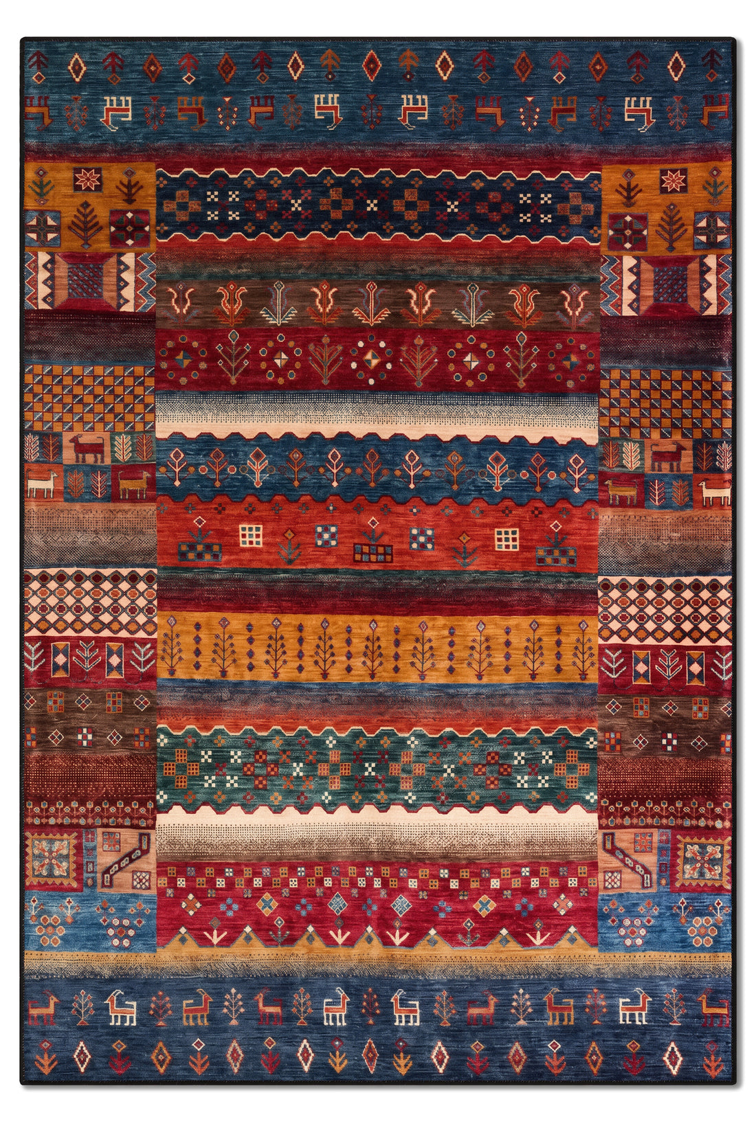 yıkanabilir kaymaz taban şönil dokuma halı 80x150 kirmizi; lacivert; renkli