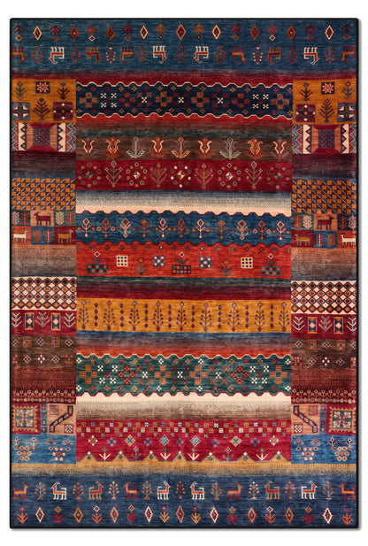 yıkanabilir kaymaz taban şönil dokuma halı 80x150 kirmizi; lacivert; renkli