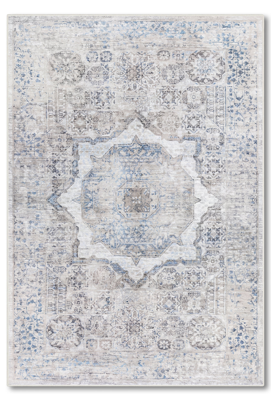 yıkanabilir kaymaz taban şönil dokuma halı 80x150 gri; mavi