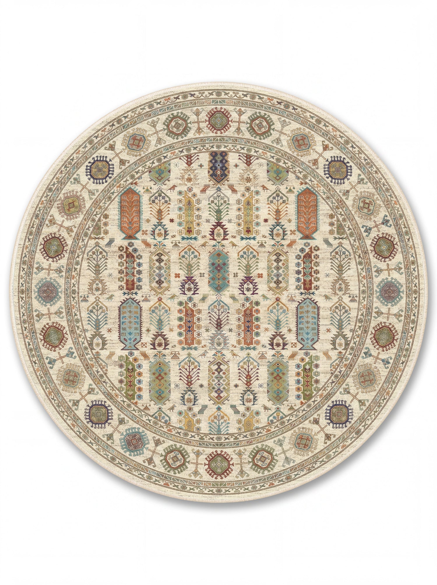 yıkanabilir kaymaz taban şönil dokuma halı 140x200 krem; renkli
