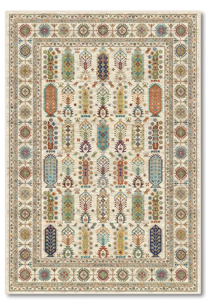 yıkanabilir kaymaz taban şönil dokuma halı 80x150 krem; renkli