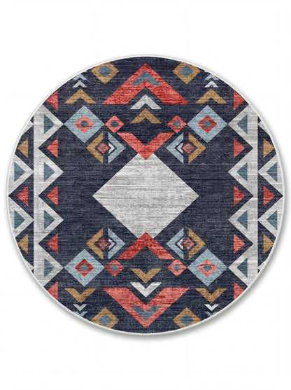 yıkanabilir kaymaz taban şönil dokuma halı 140x200 lacivert; renkli