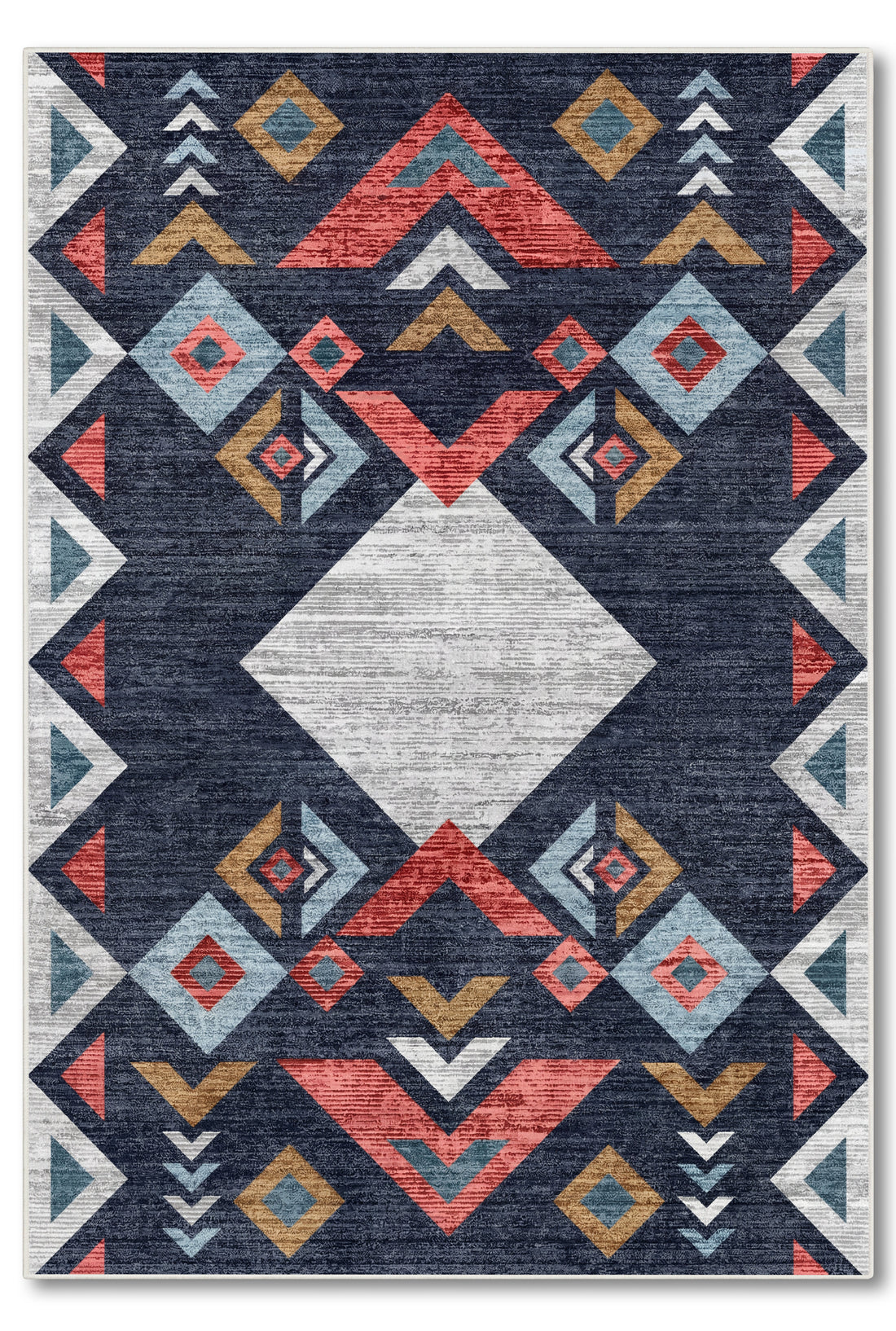 yıkanabilir kaymaz taban şönil dokuma halı 80x150 lacivert; renkli