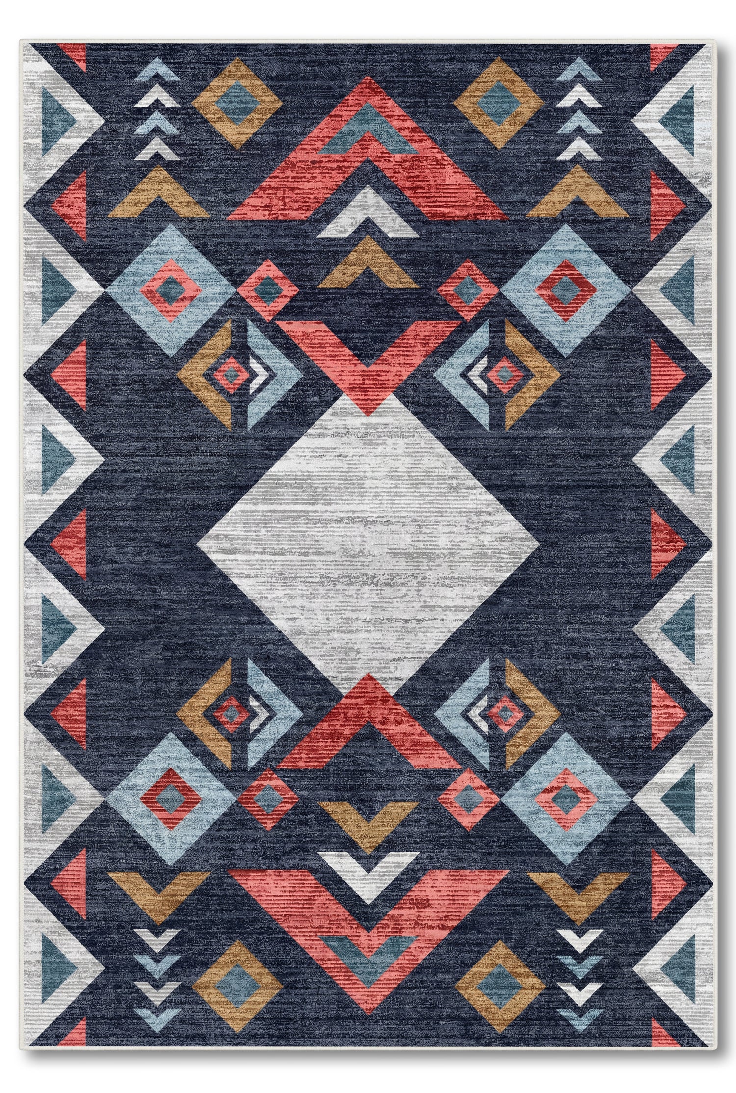 yıkanabilir kaymaz taban şönil dokuma halı 80x150 lacivert; renkli