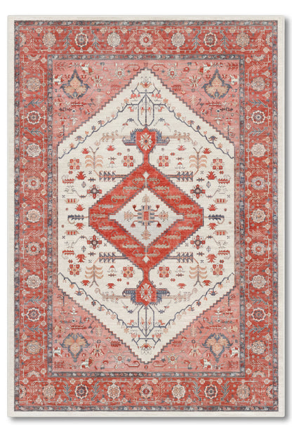 yıkanabilir kaymaz taban şönil dokuma halı 80x150 kirmizi; gul-kurusu