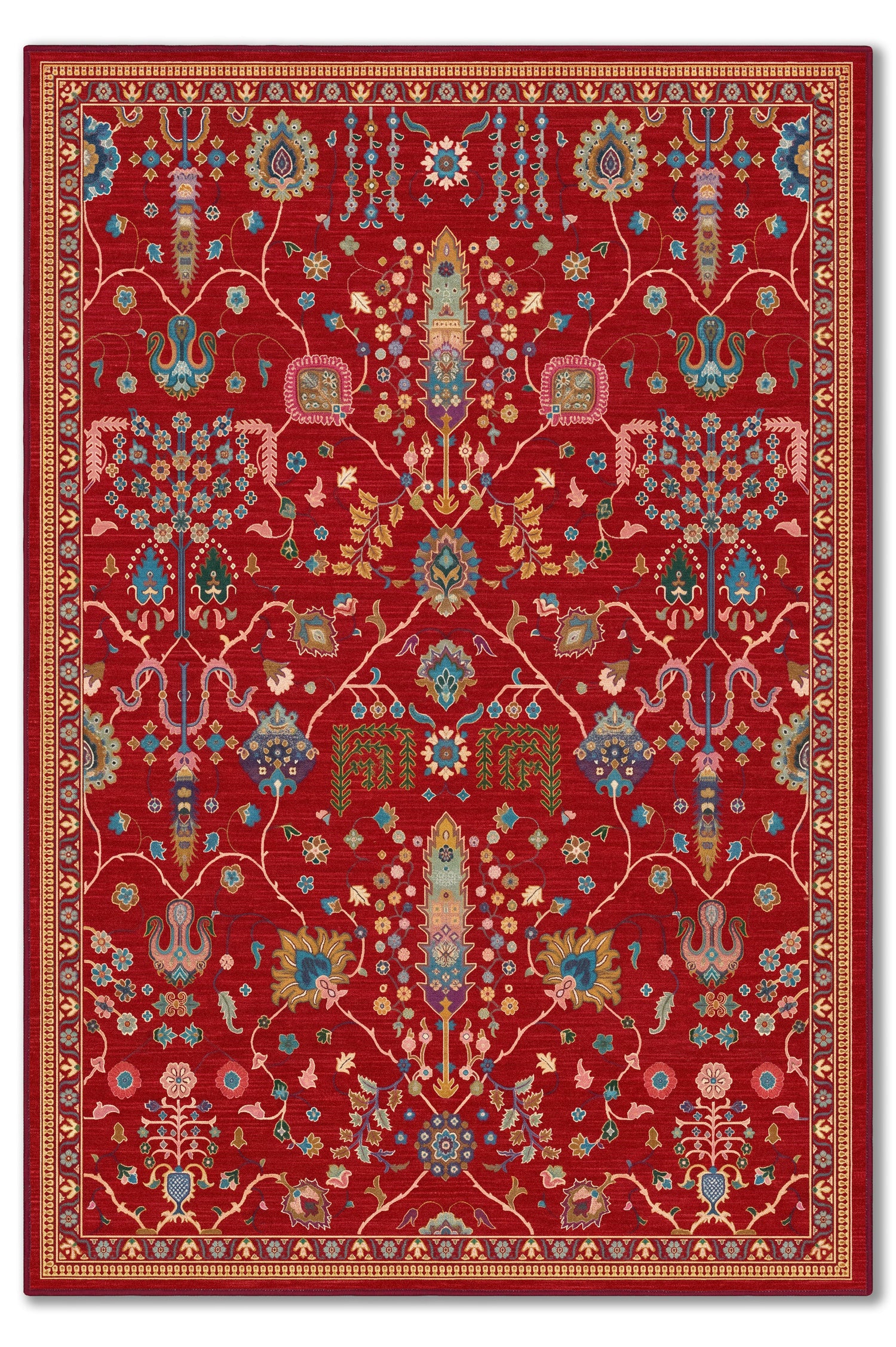 yıkanabilir kaymaz taban şönil dokuma halı 80x150 kirmizi; renkli