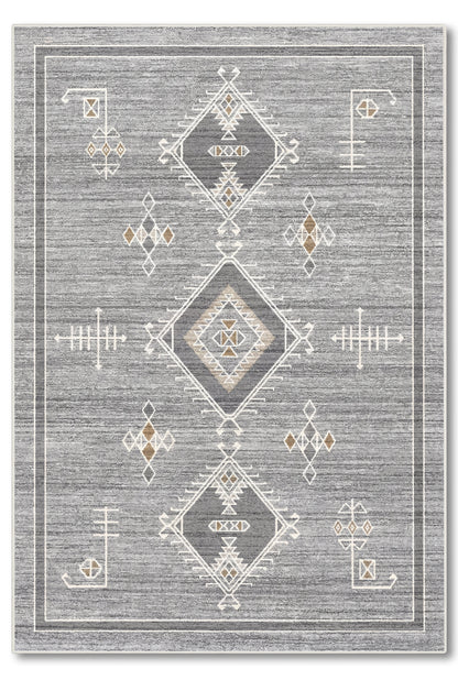 yıkanabilir kaymaz taban şönil dokuma halı 80x150 gri
