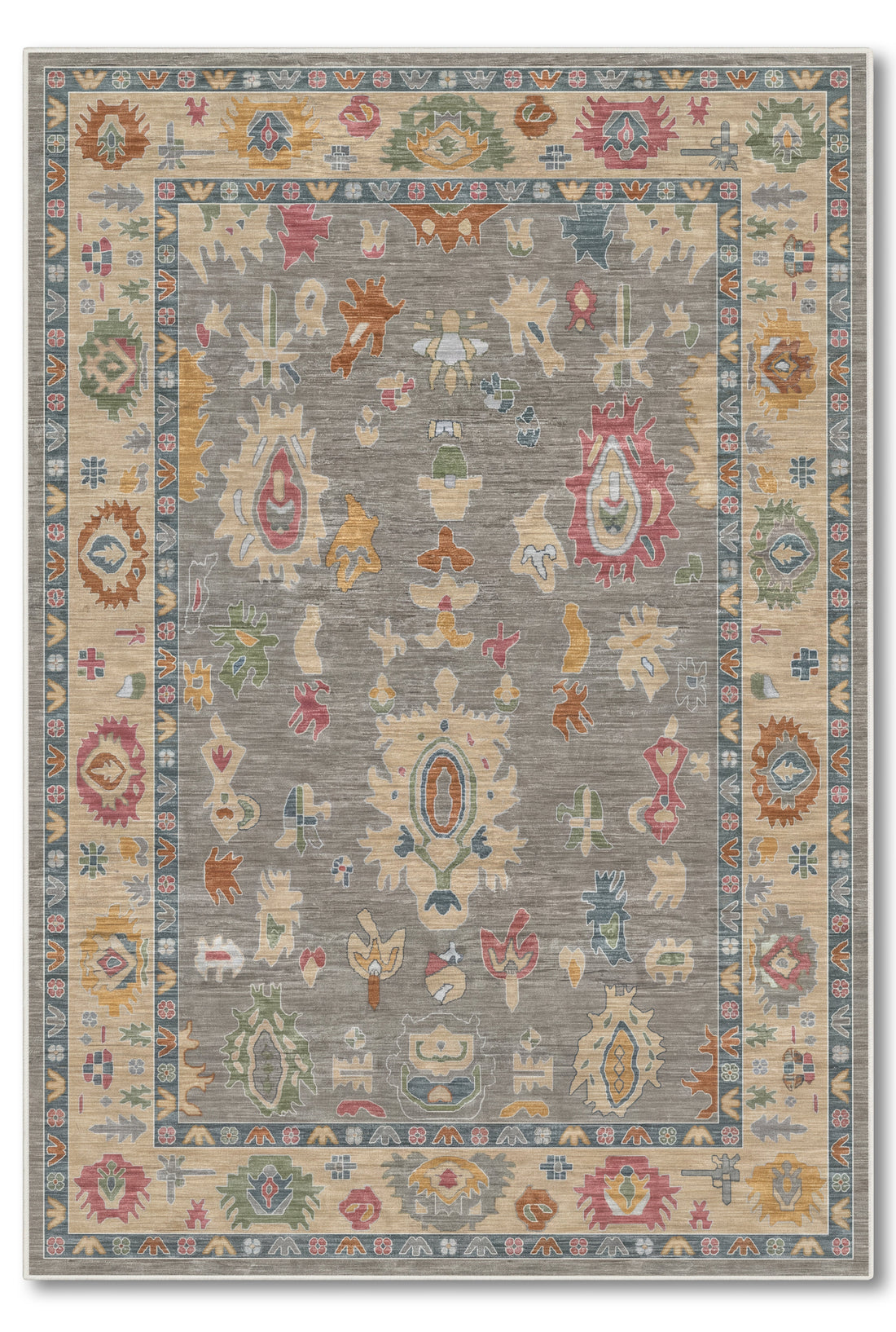 yıkanabilir kaymaz taban şönil dokuma halı 80x150 gri; bej; renkli