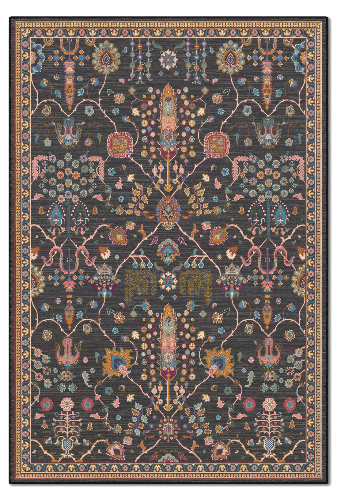 yıkanabilir kaymaz taban şönil dokuma halı 80x150 antrasit; renkli