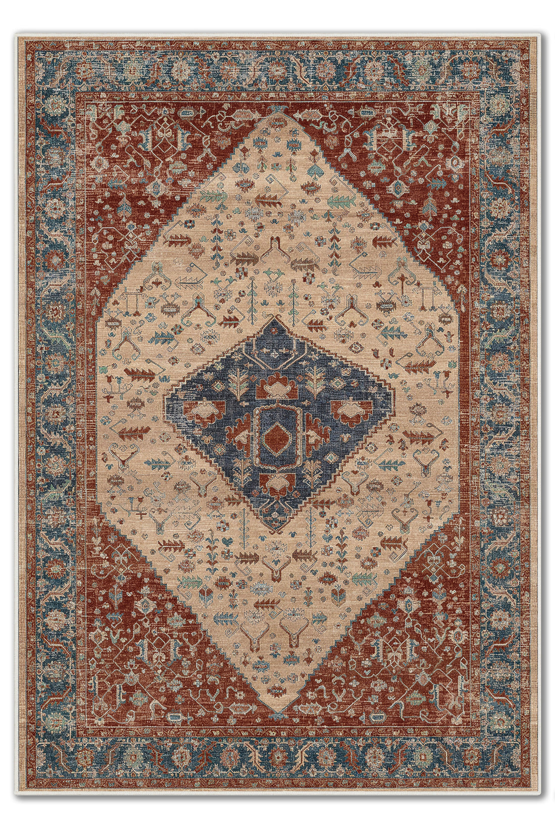 ARTE VN111-2 Vintage Klasik Desenli Renkli Dekoratif Salon Mutfak Koridor Halısı