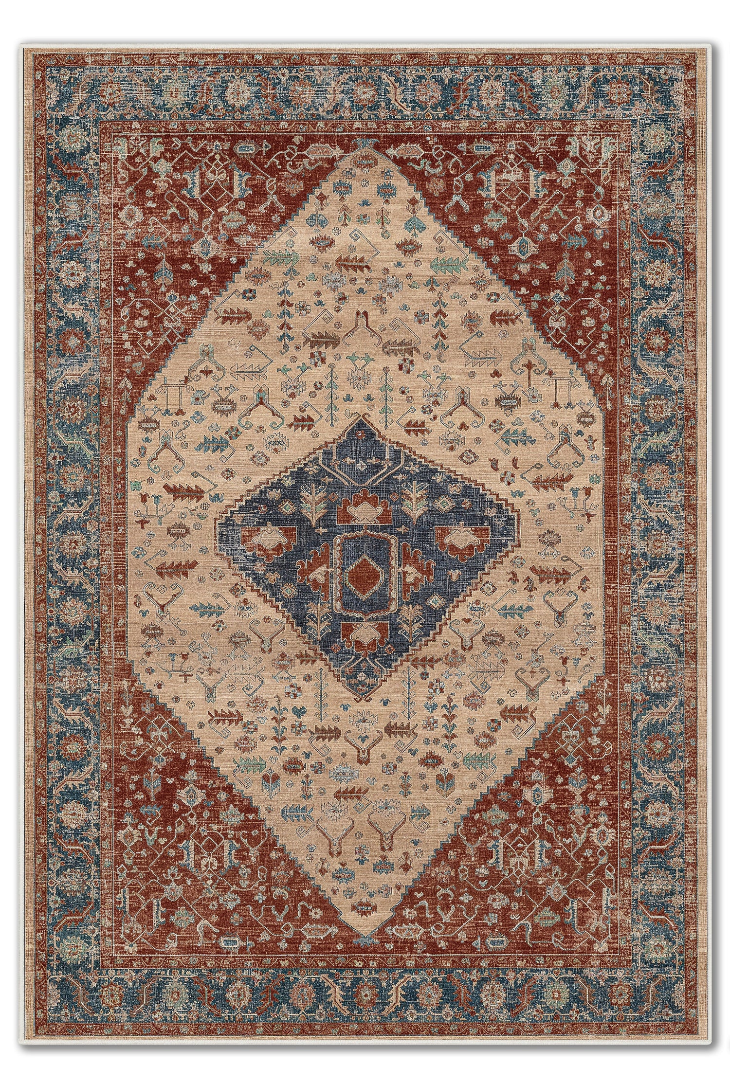 ARTE VN111-2 Vintage Klasik Desenli Renkli Dekoratif Salon Mutfak Koridor Halısı