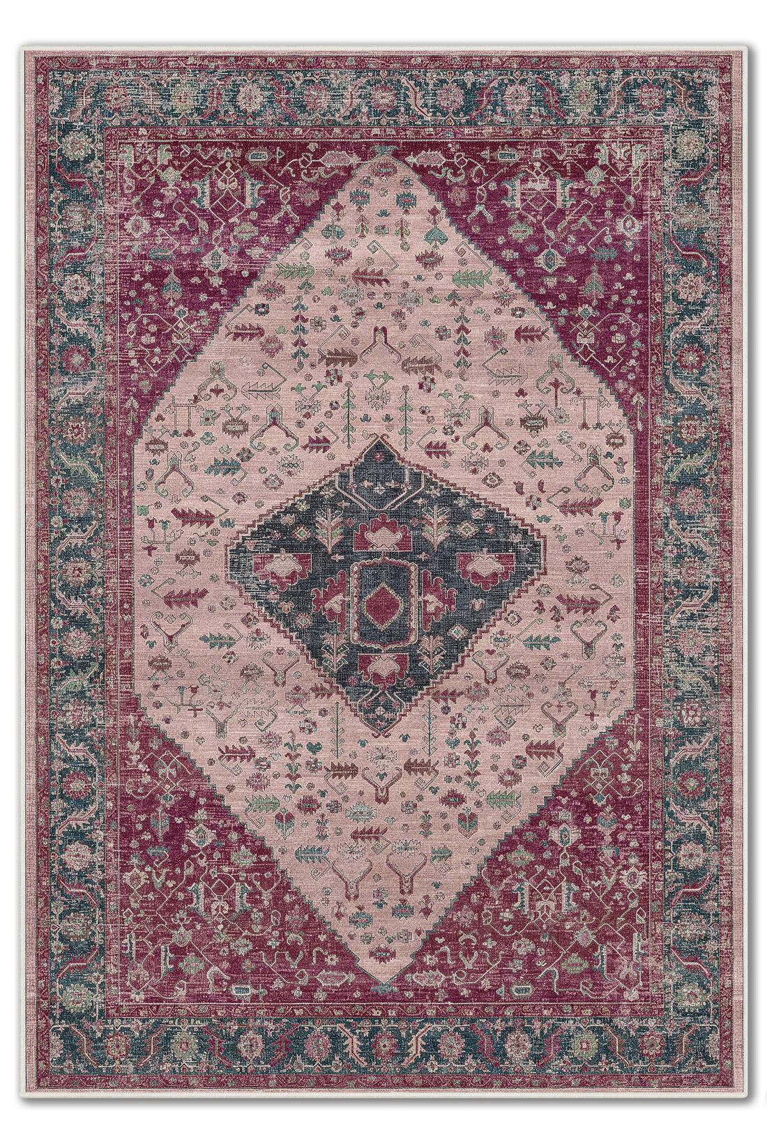 ARTE VN111-3 Vintage Klasik Desenli Renkli Dekoratif Salon Mutfak Koridor Halısı