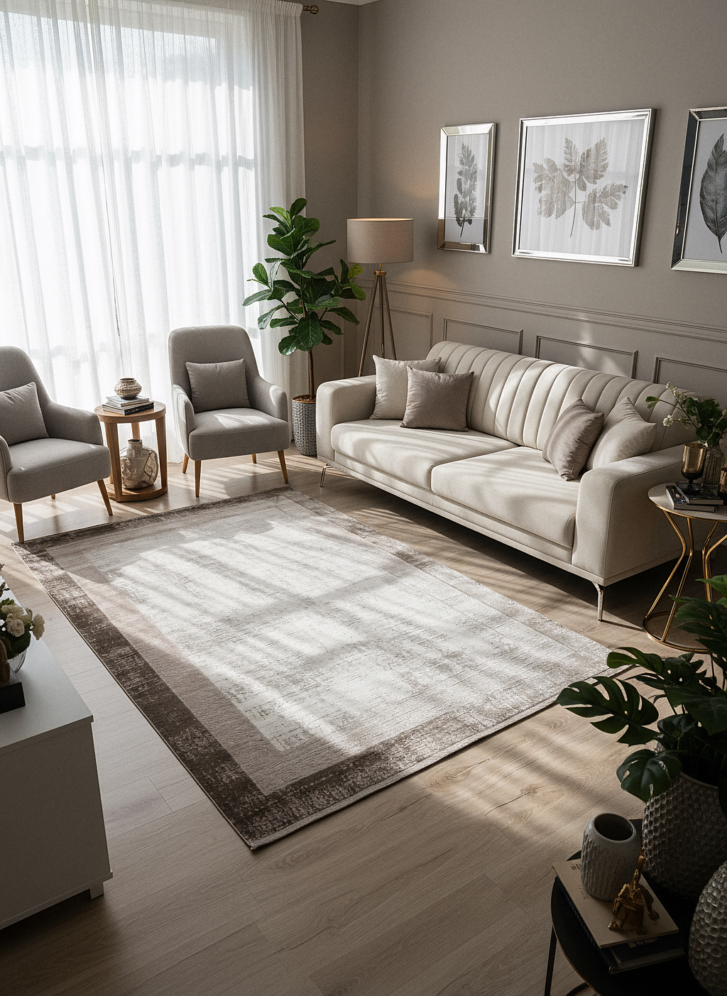 VERONA-50T-BEJ/KREM Yumuşak Sık Pamuk Dokuma Taban Salon Koridor Mutfak Halısı