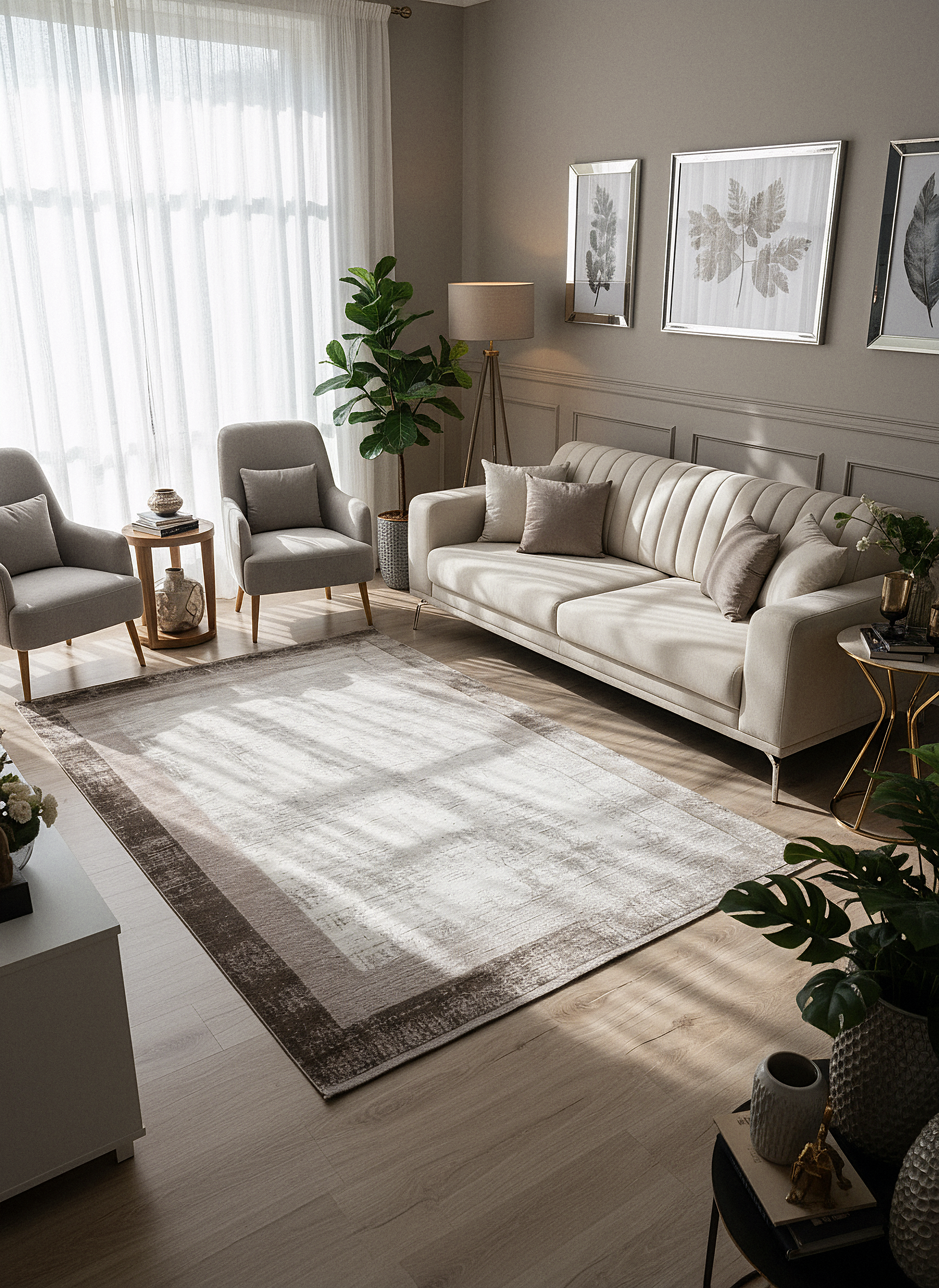 VERONA-50T-BEJ/KREM Yumuşak Sık Pamuk Dokuma Taban Salon Koridor Mutfak Halısı