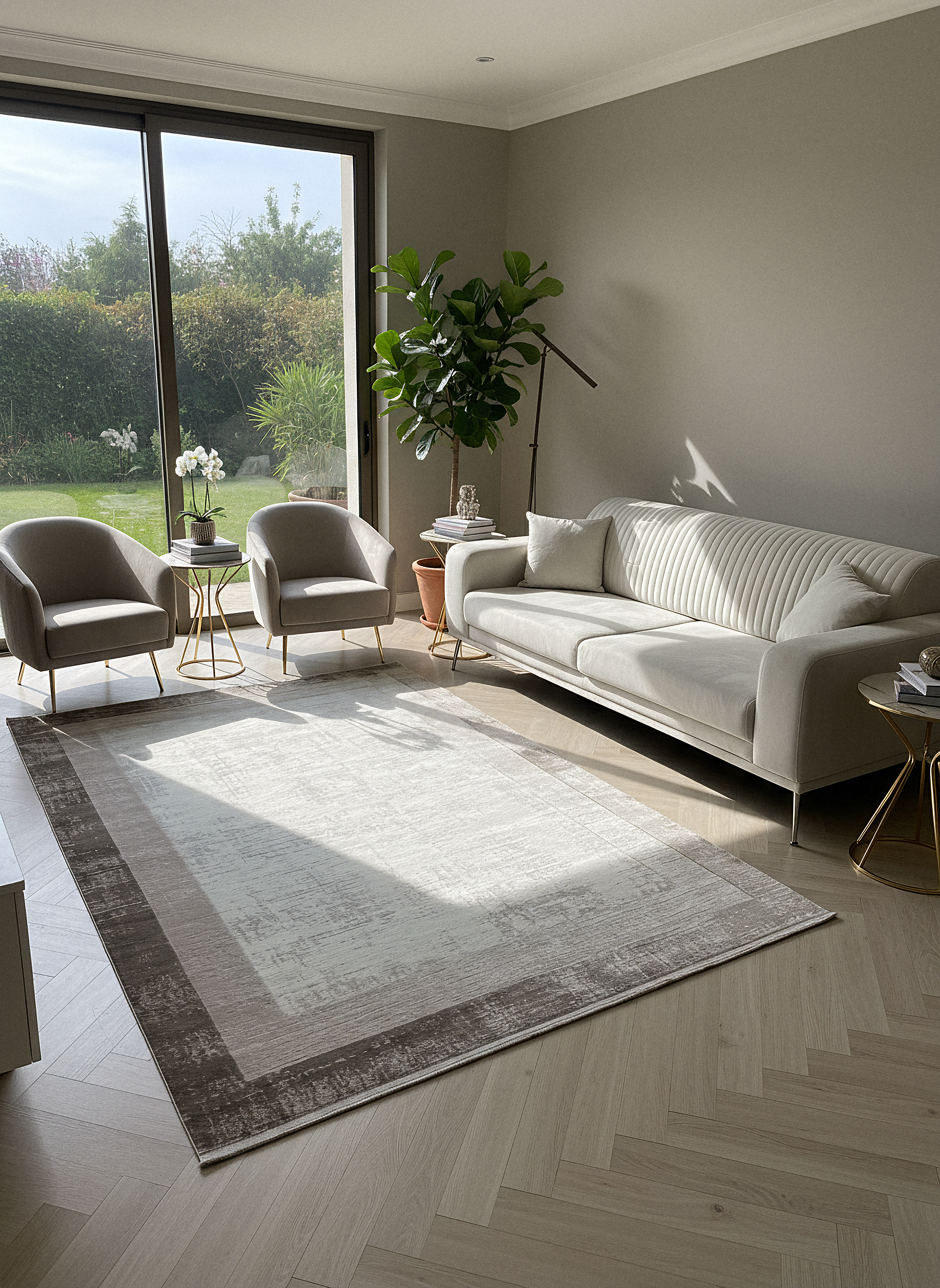 VERONA-50T-BEJ/KREM Yumuşak Sık Pamuk Dokuma Taban Salon Koridor Mutfak Halısı