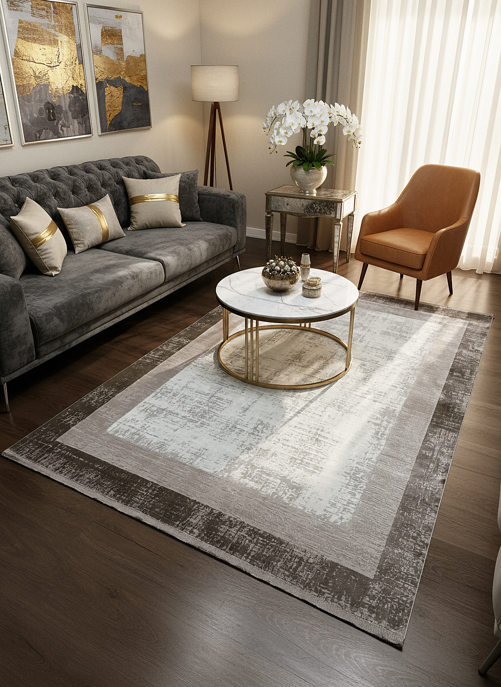 VERONA-50T-BEJ/KREM Yumuşak Sık Pamuk Dokuma Taban Salon Koridor Mutfak Halısı