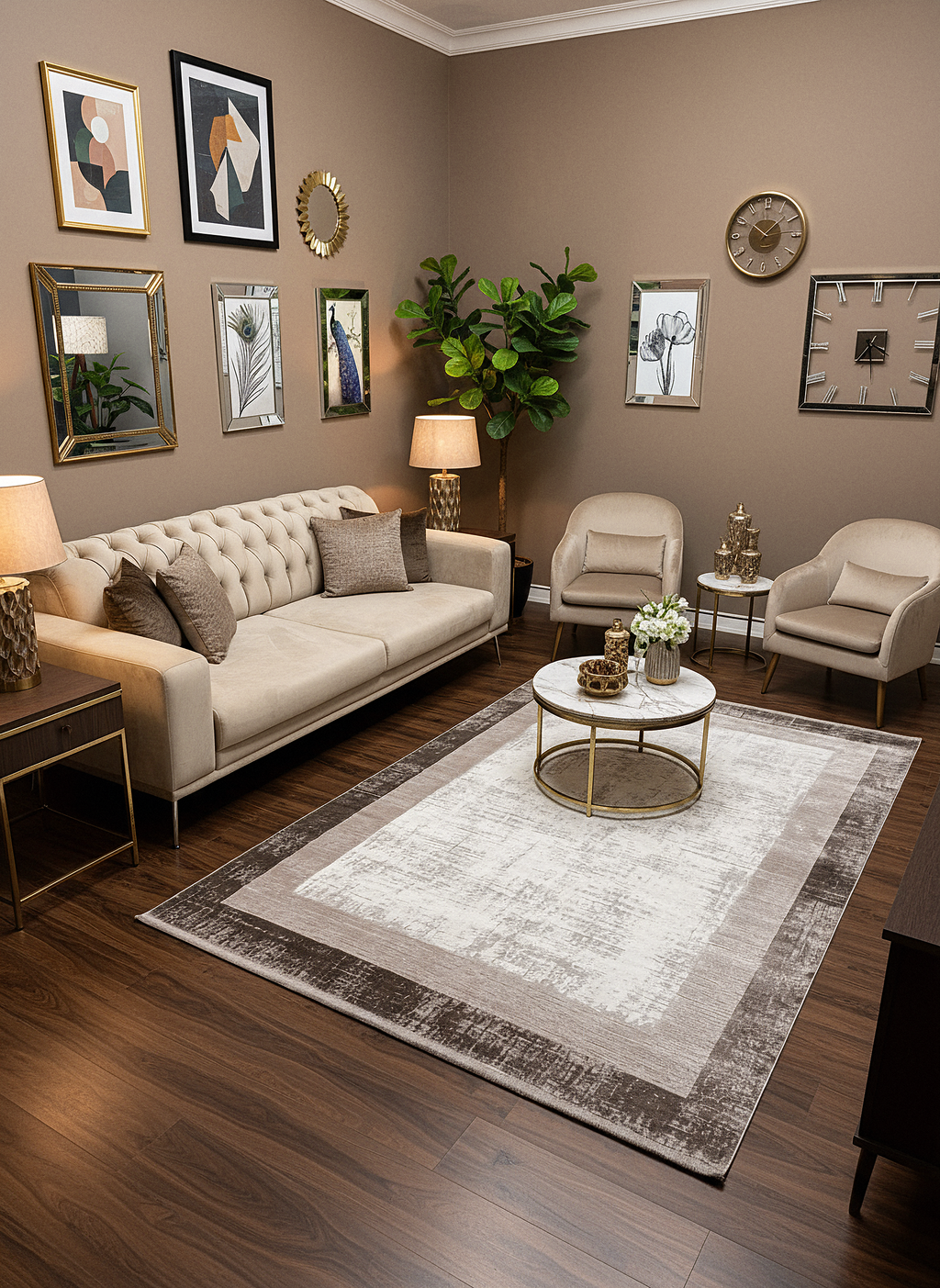 VERONA-50T-BEJ/KREM Yumuşak Sık Pamuk Dokuma Taban Salon Koridor Mutfak Halısı