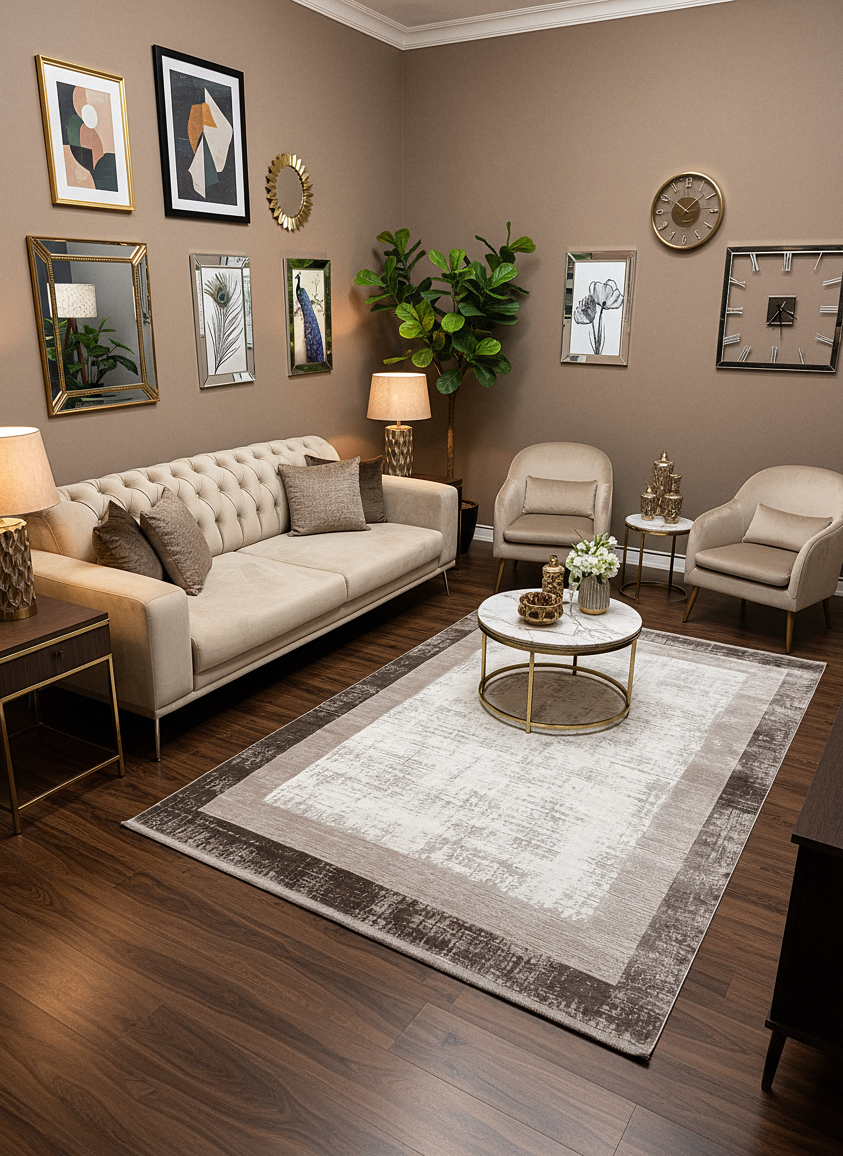 VERONA-50T-BEJ/KREM Yumuşak Sık Pamuk Dokuma Taban Salon Koridor Mutfak Halısı