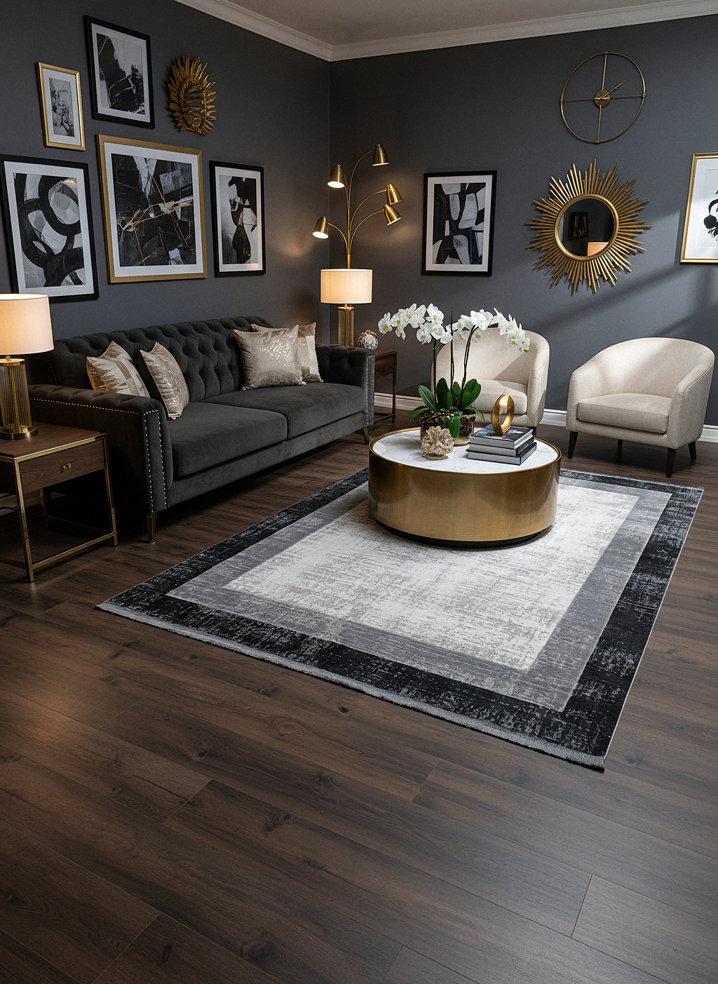 VERONA-51T-GRİ/KREM Yumuşak Sık Pamuk Dokuma Taban Salon Koridor Mutfak Halısı