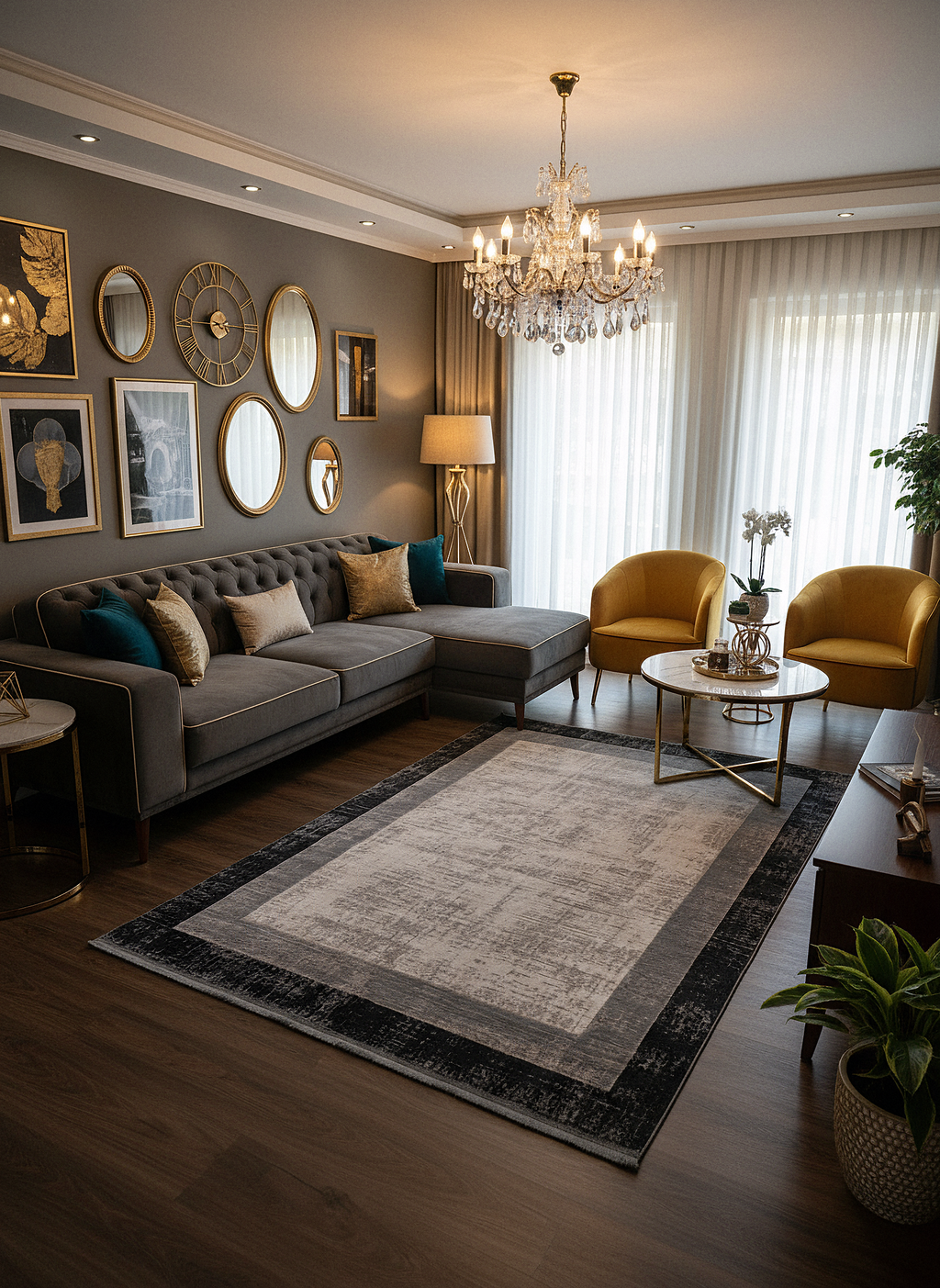 VERONA-51T-GRİ/KREM Yumuşak Sık Pamuk Dokuma Taban Salon Koridor Mutfak Halısı