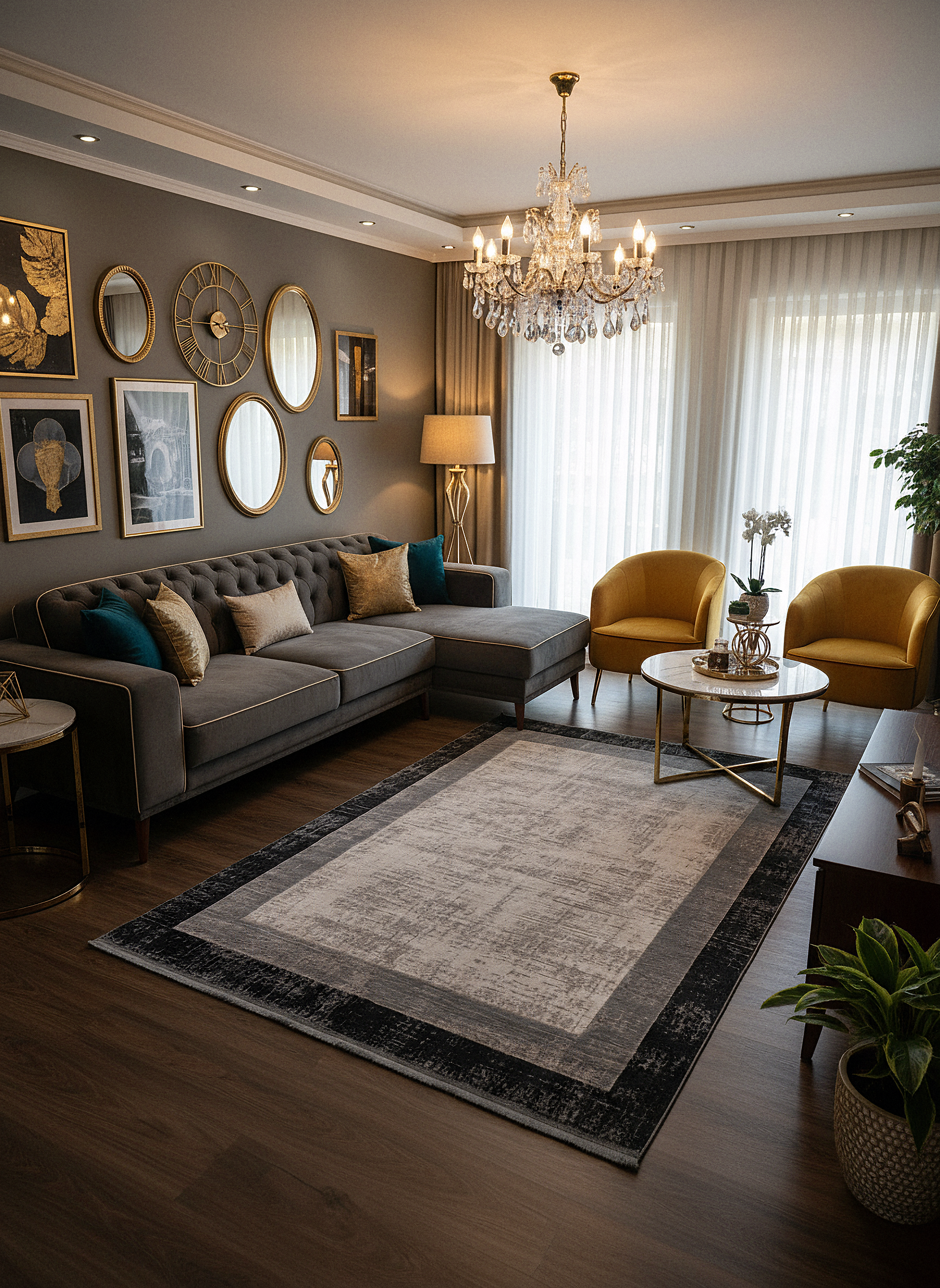 VERONA-51T-GRİ/KREM Yumuşak Sık Pamuk Dokuma Taban Salon Koridor Mutfak Halısı