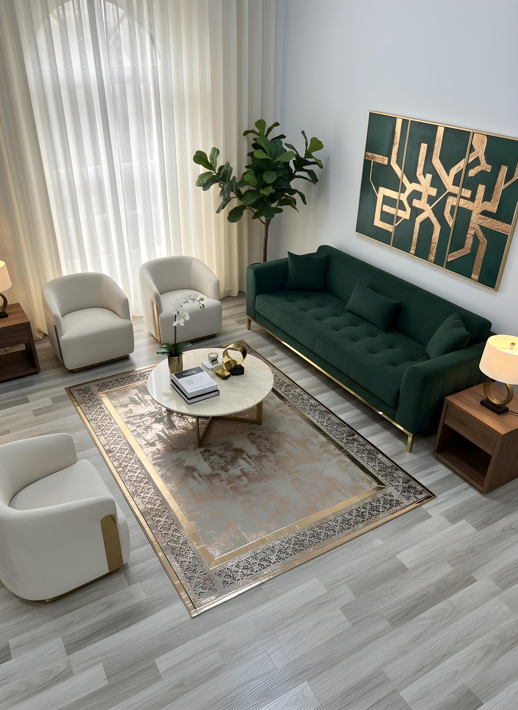 Royal Serisi Yakut - El İşçiliği ile Üretilmiş Varaklı Deri Dekoratif Halı