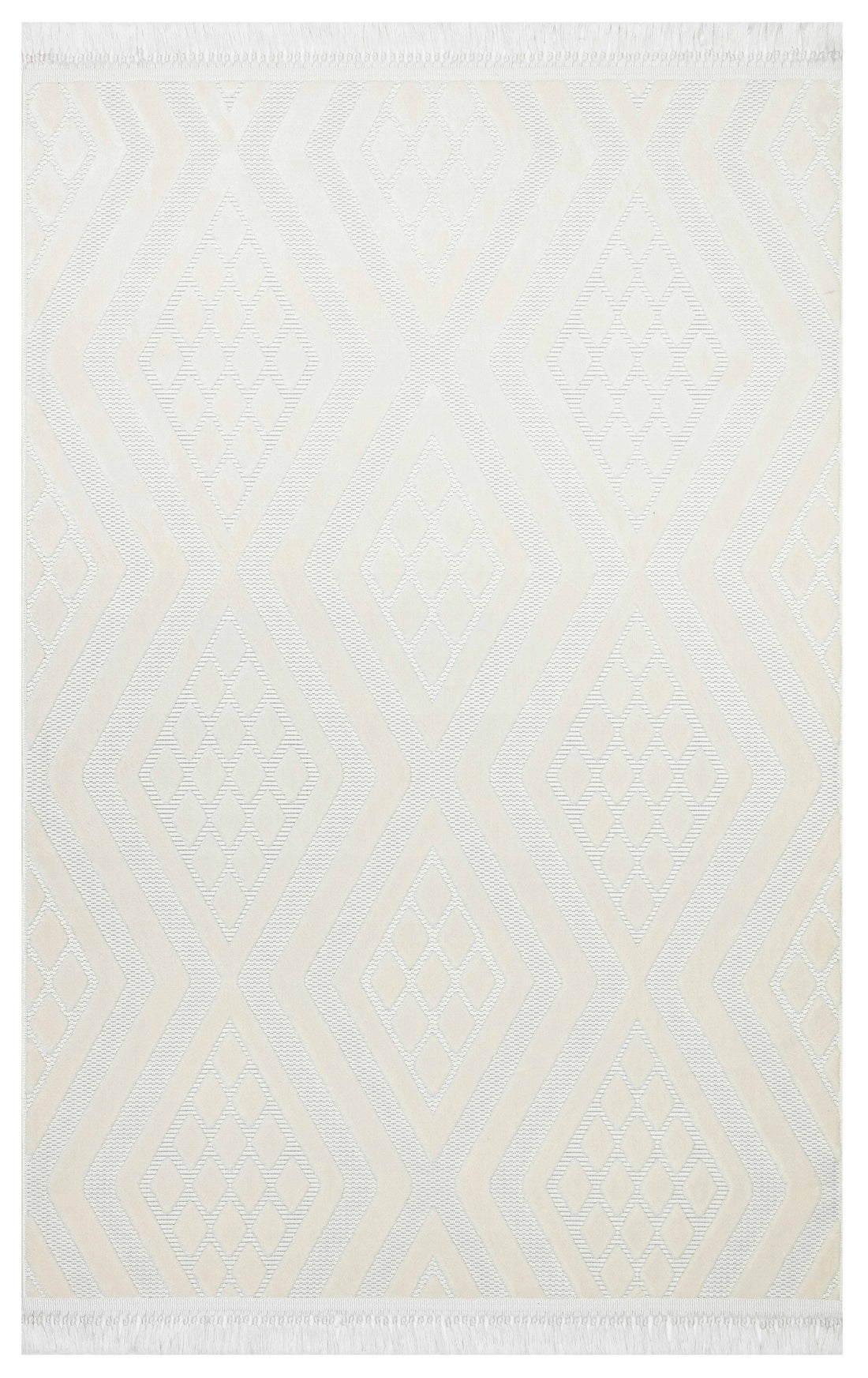 ARYA 5026-G-KREM Pamuk Dokuma Taban Geometrik Desenli Salon Halısı