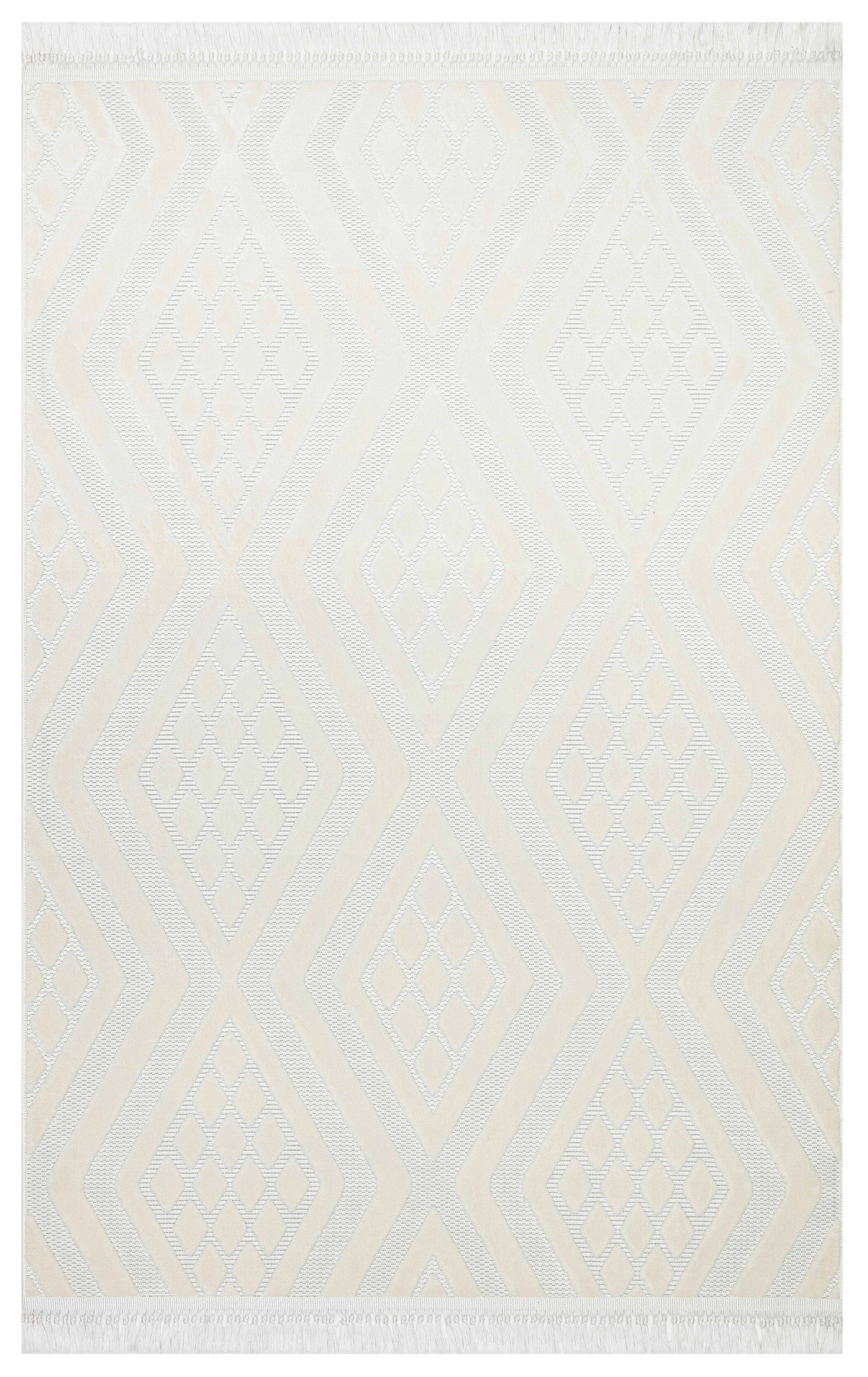 ARYA 5026-G-KREM Pamuk Dokuma Taban Geometrik Desenli Salon Halısı