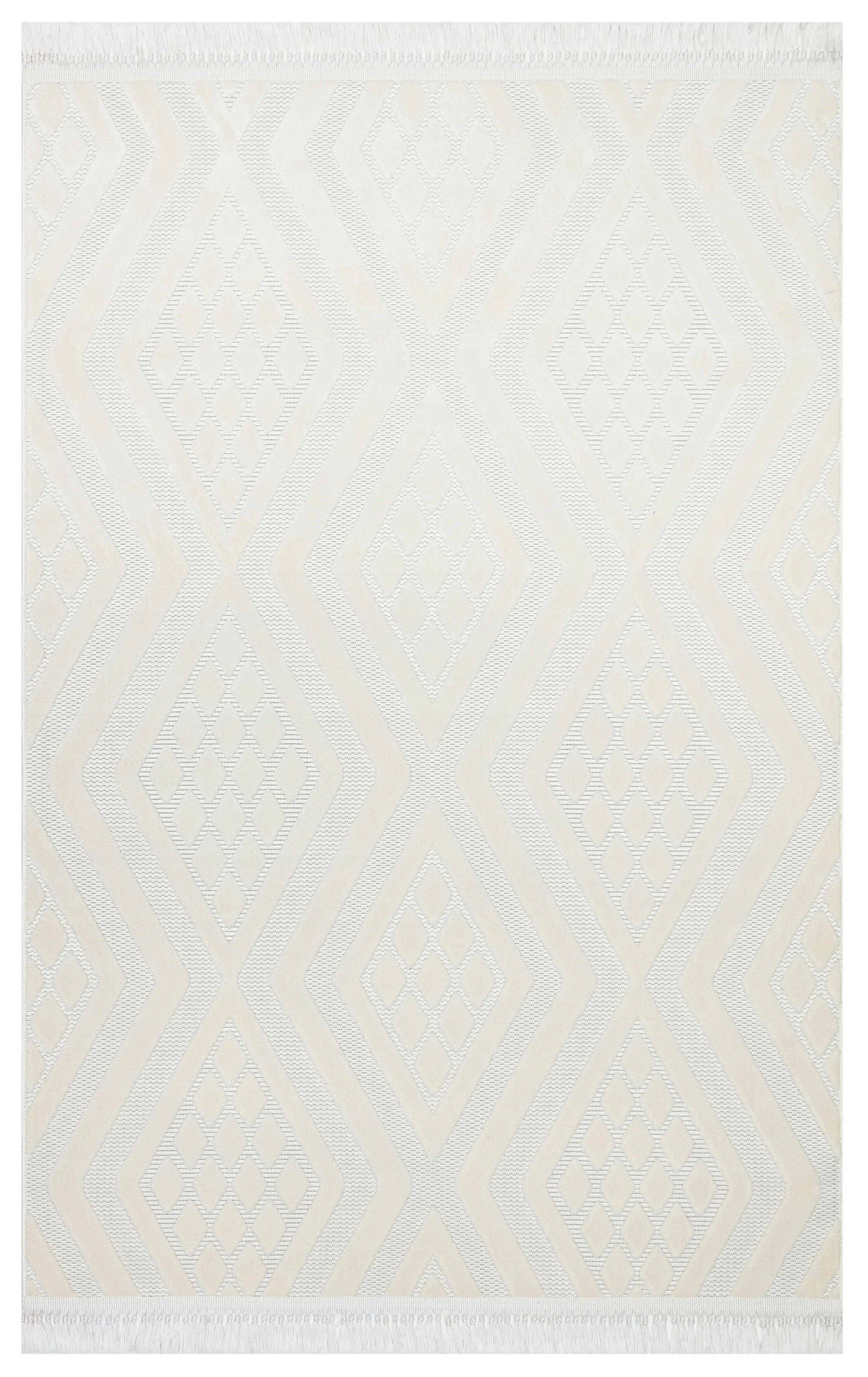 ARYA 5026-G-KREM Geometrik Desenli Dokuma Salon Koridor Mutfak Halısı-KP